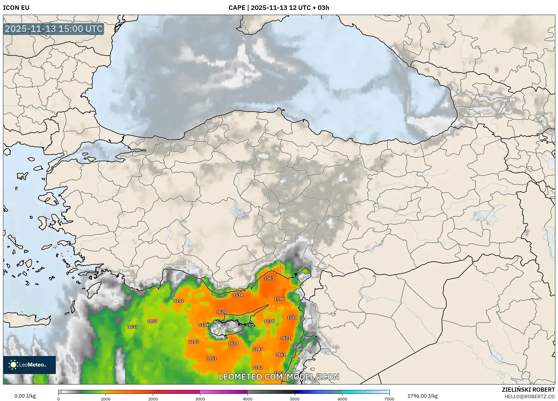 ICON model - Turkey, CAPE
