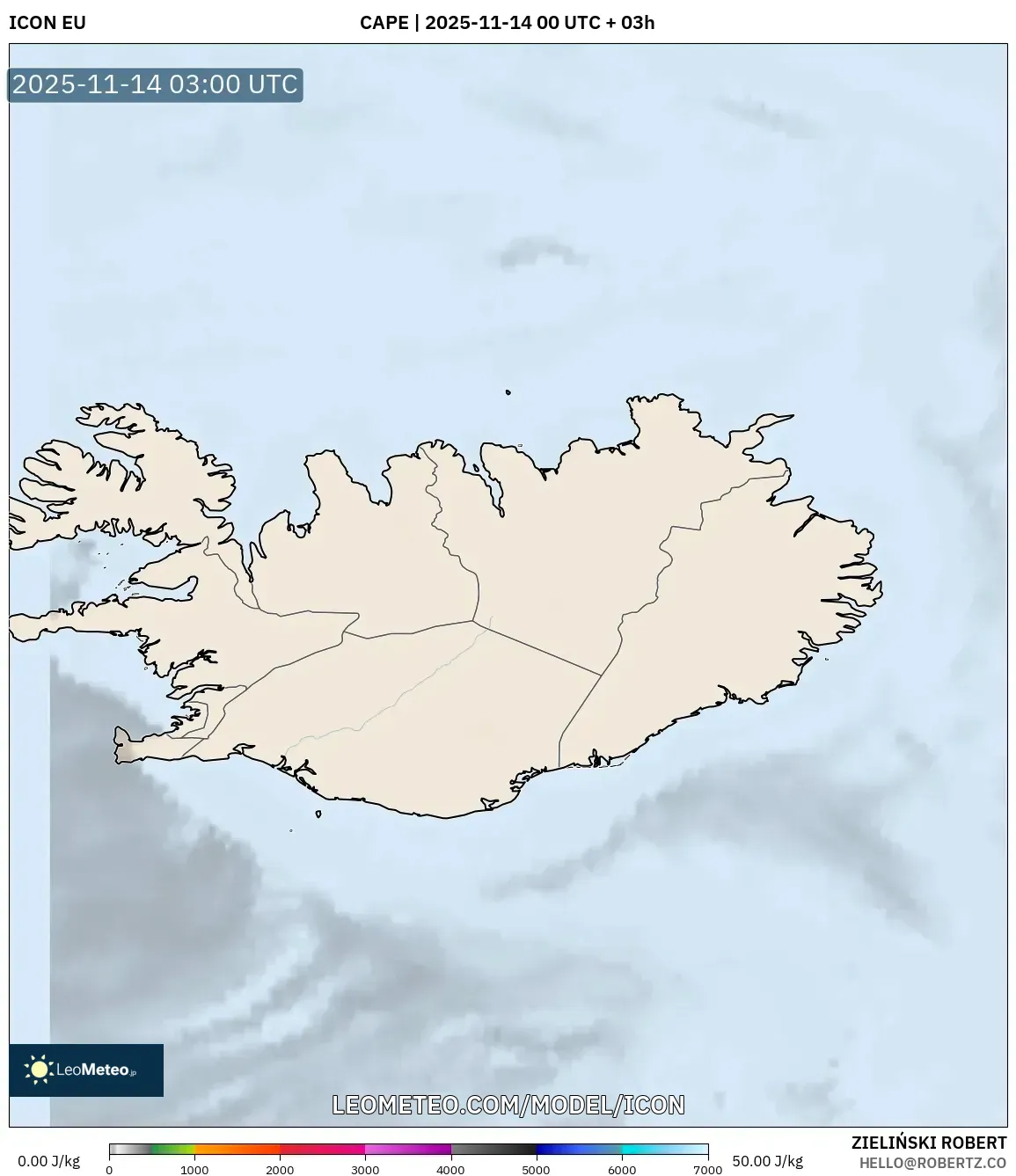 ICON model - Iceland, CAPE