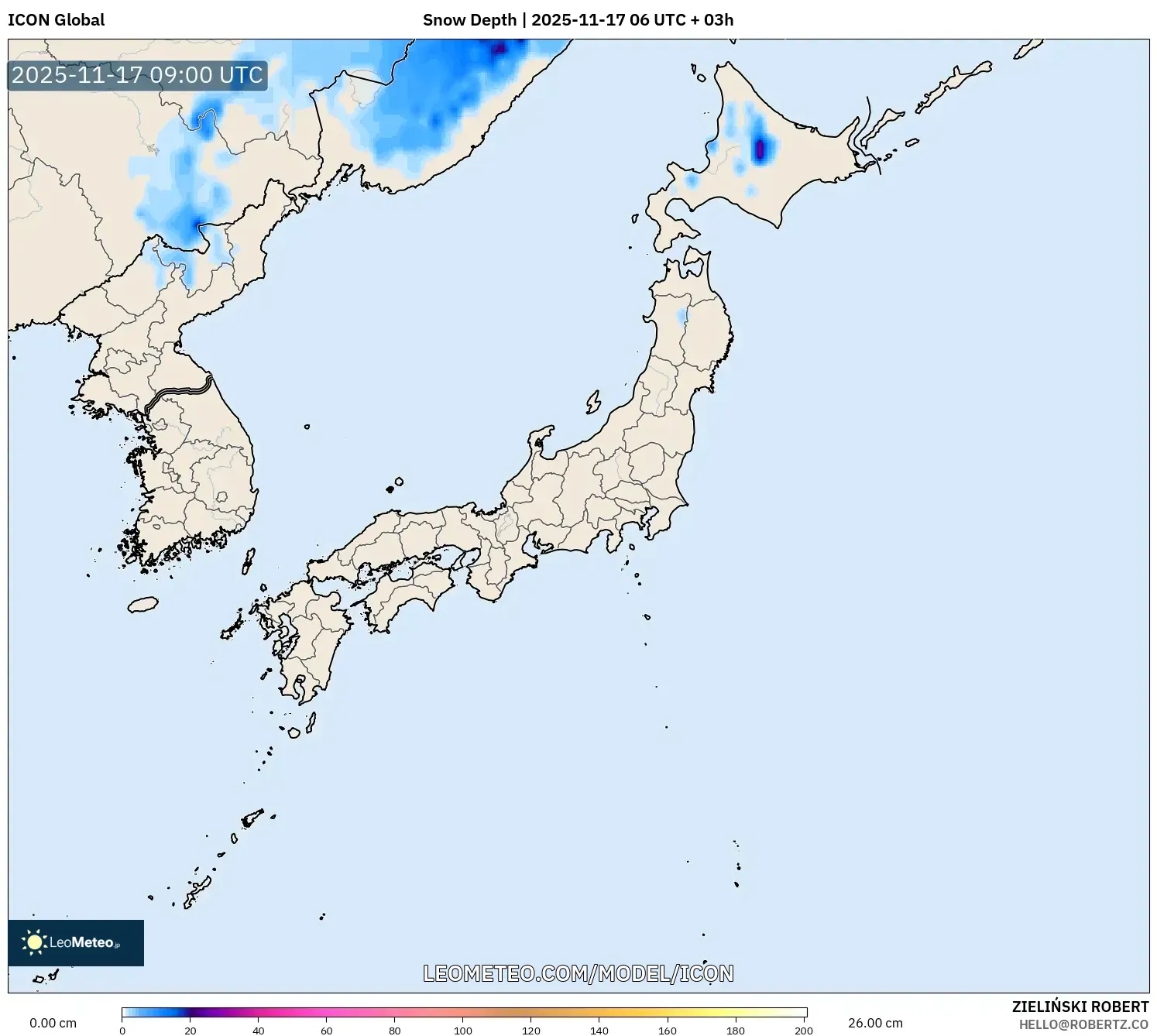 ICON model - Japan, Snow Depth
