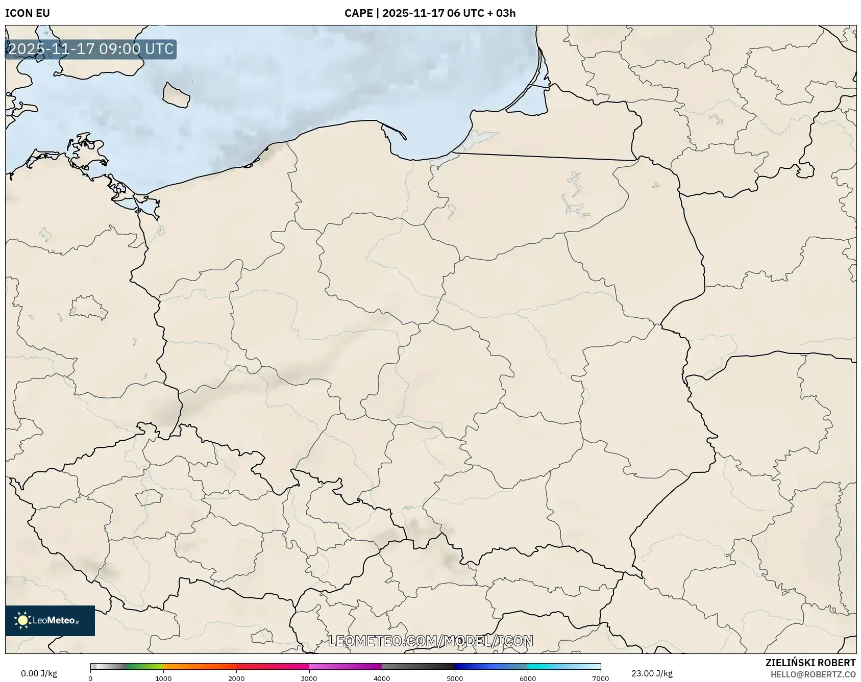 ICON model - Poland, CAPE