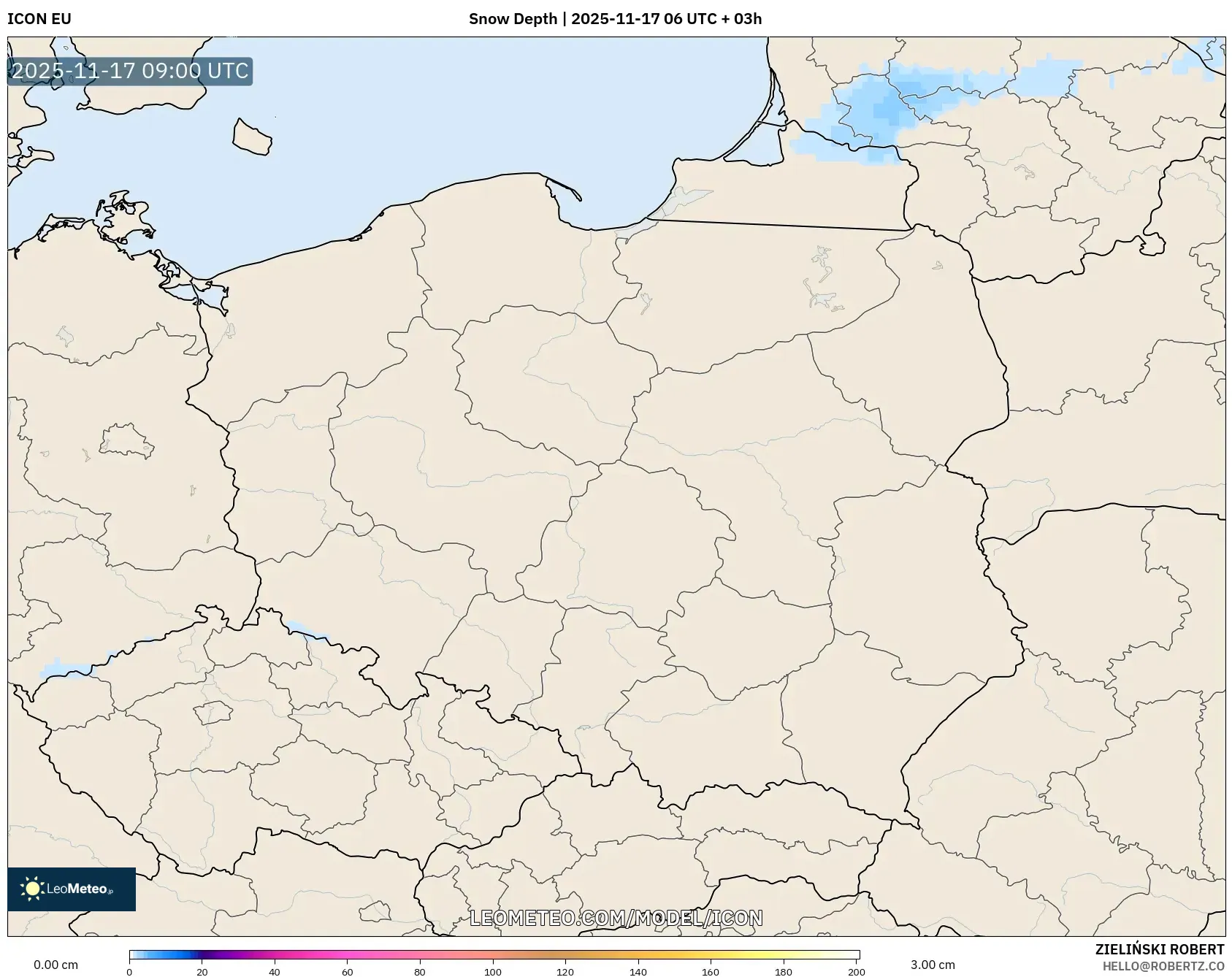 ICON model - Poland, Snow Depth