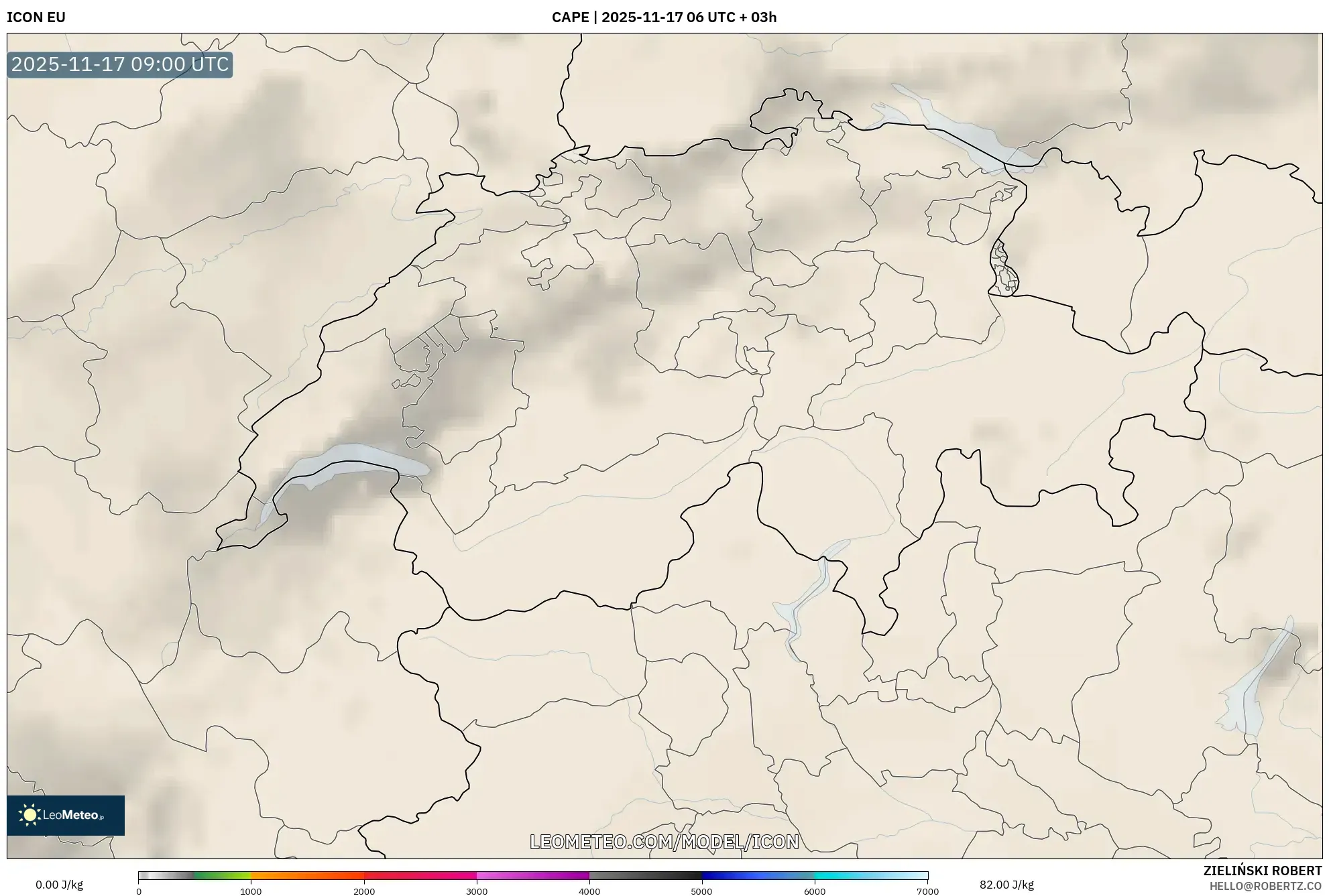 ICON model - Switzerland, CAPE