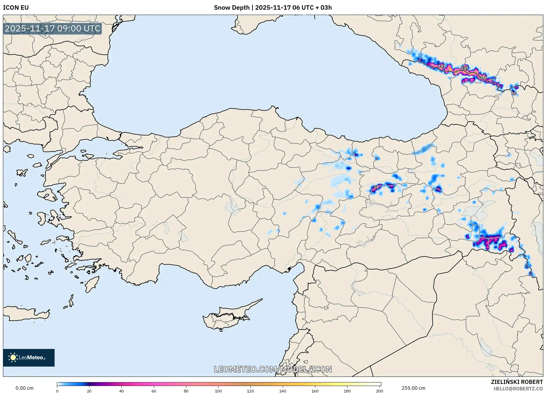 ICON model - Turkey, Snow Depth