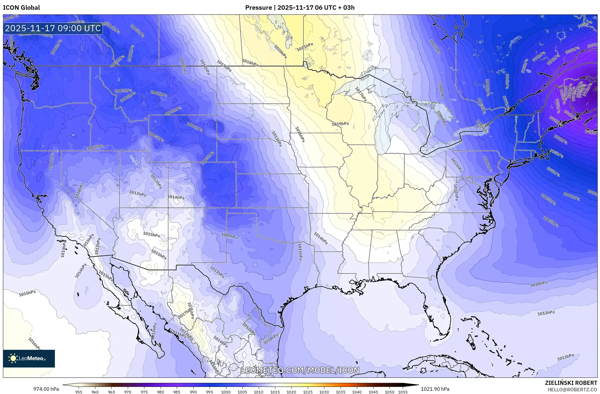 ICON model - United States, Pressure