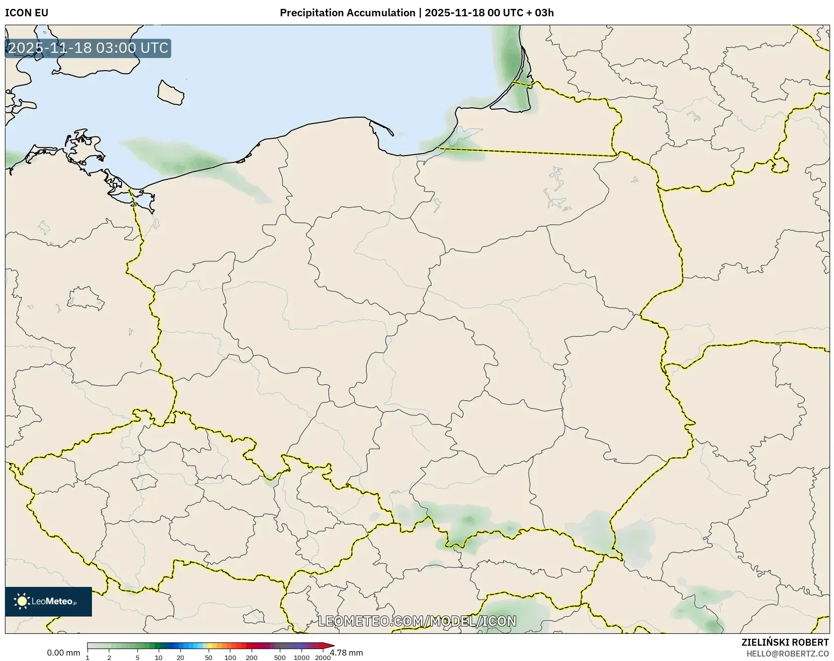ICON model - Poland, Precipitation Accumulation