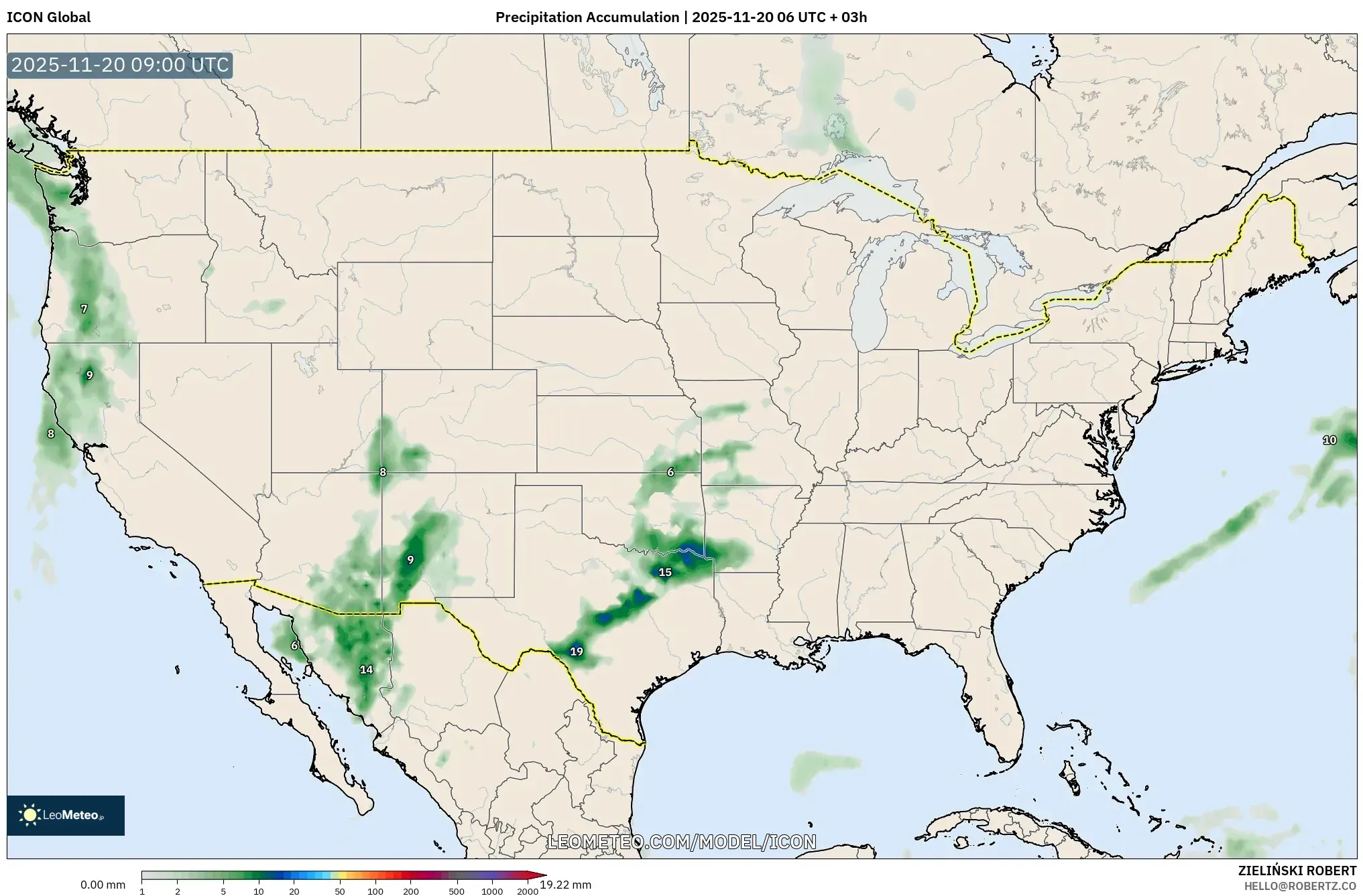 ICON model - United States, Precipitation Accumulation