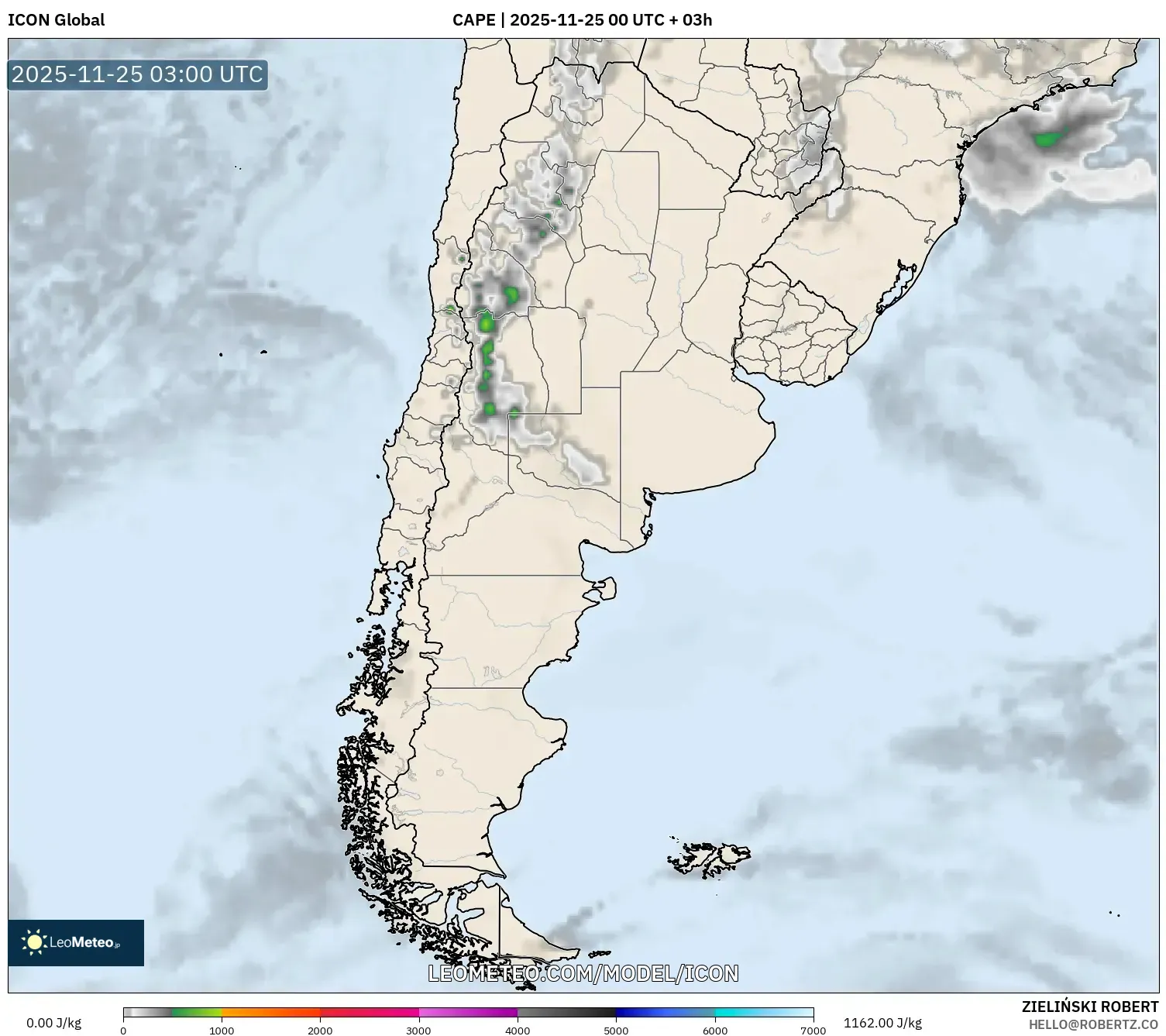 ICON model - Argentina, CAPE