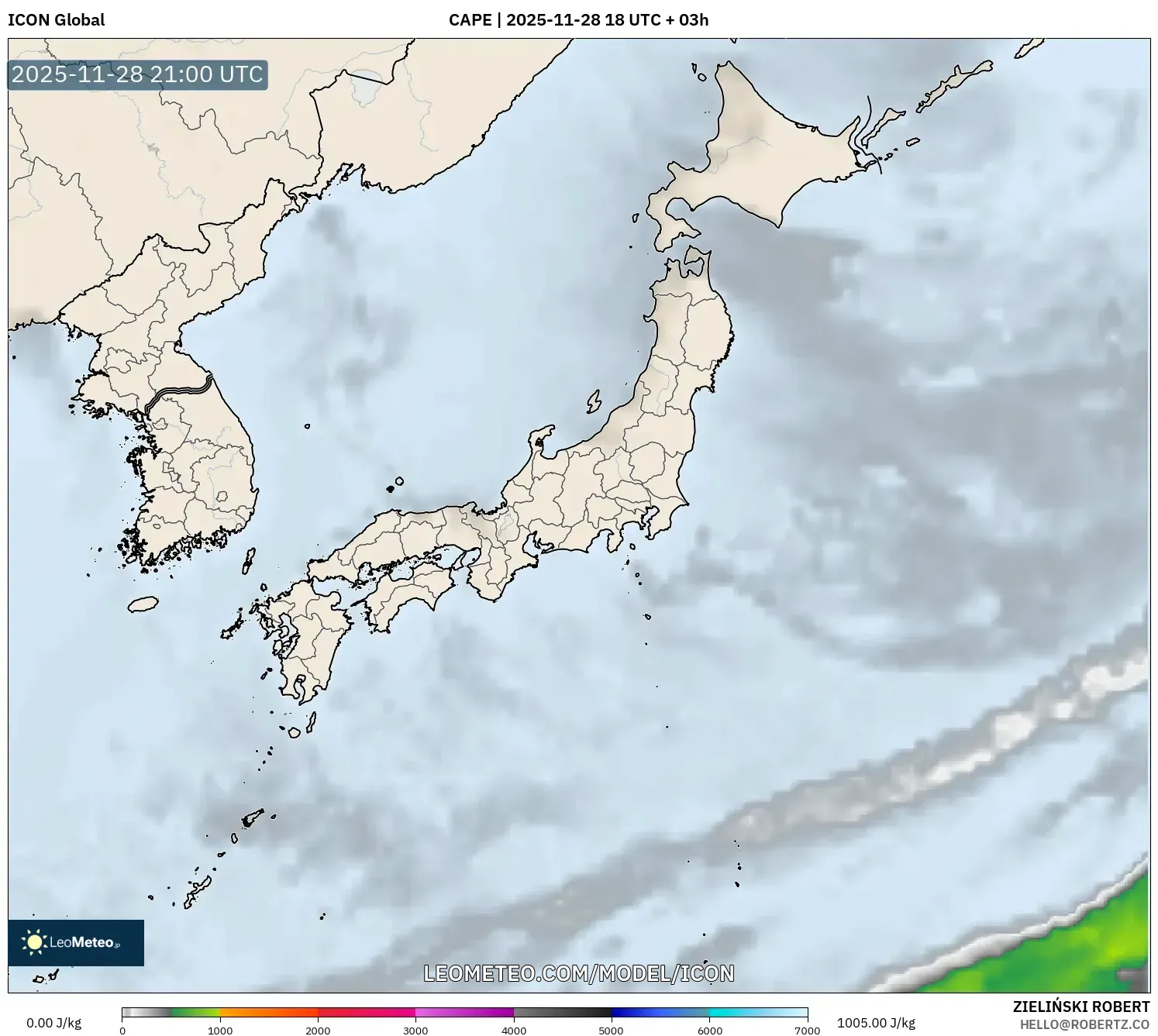 ICON model - Japan, CAPE