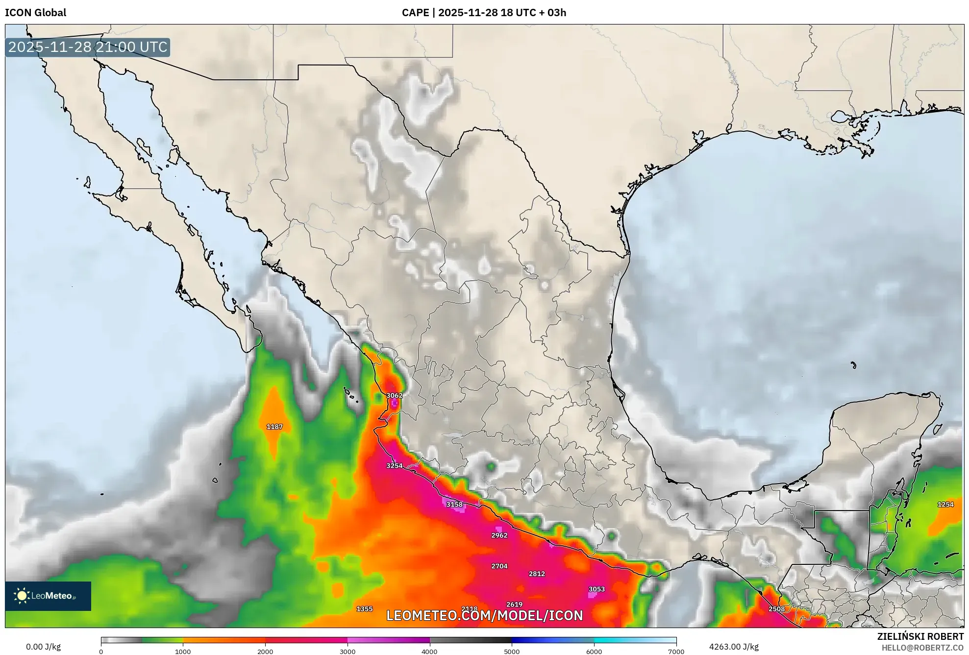 ICON model - Mexico, CAPE
