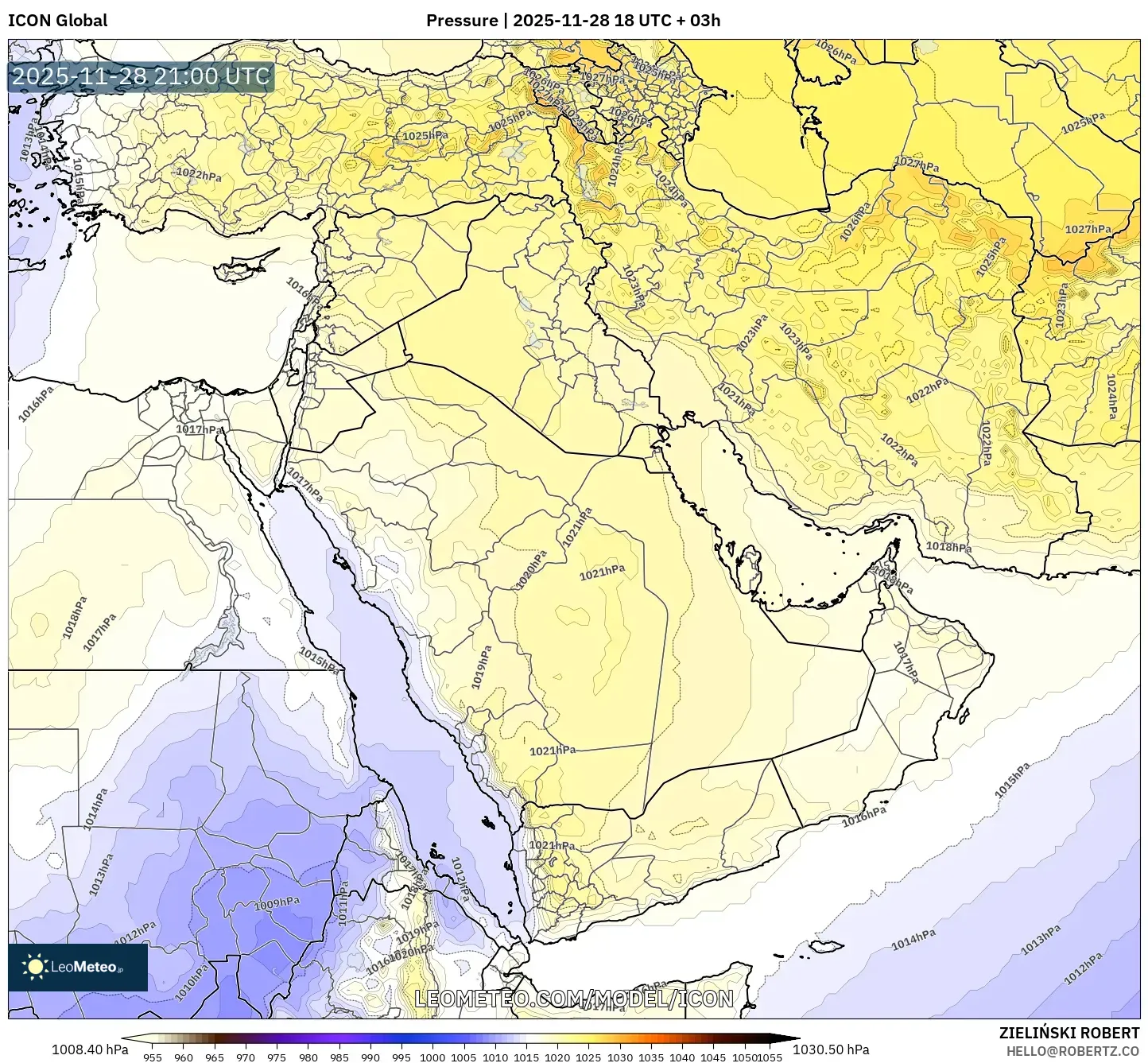 ICON model - Middle East, Pressure