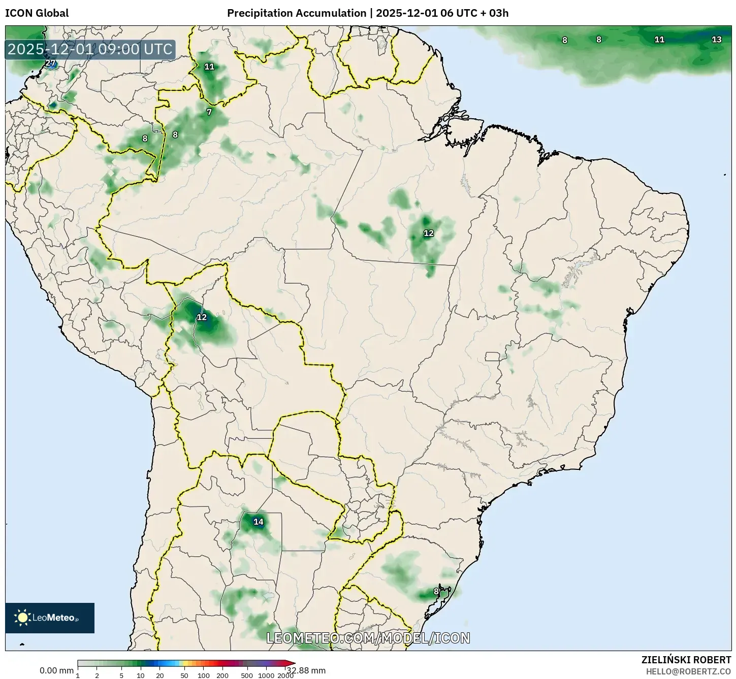 ICON model - Brazil, Precipitation Accumulation