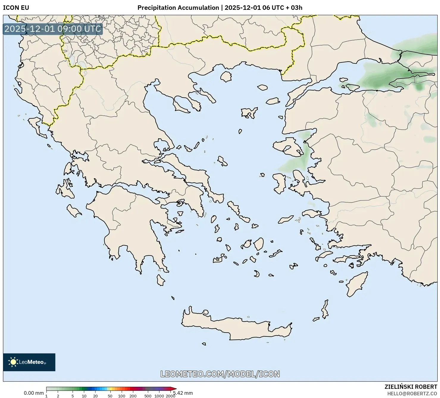 ICON model - Greece, Precipitation Accumulation