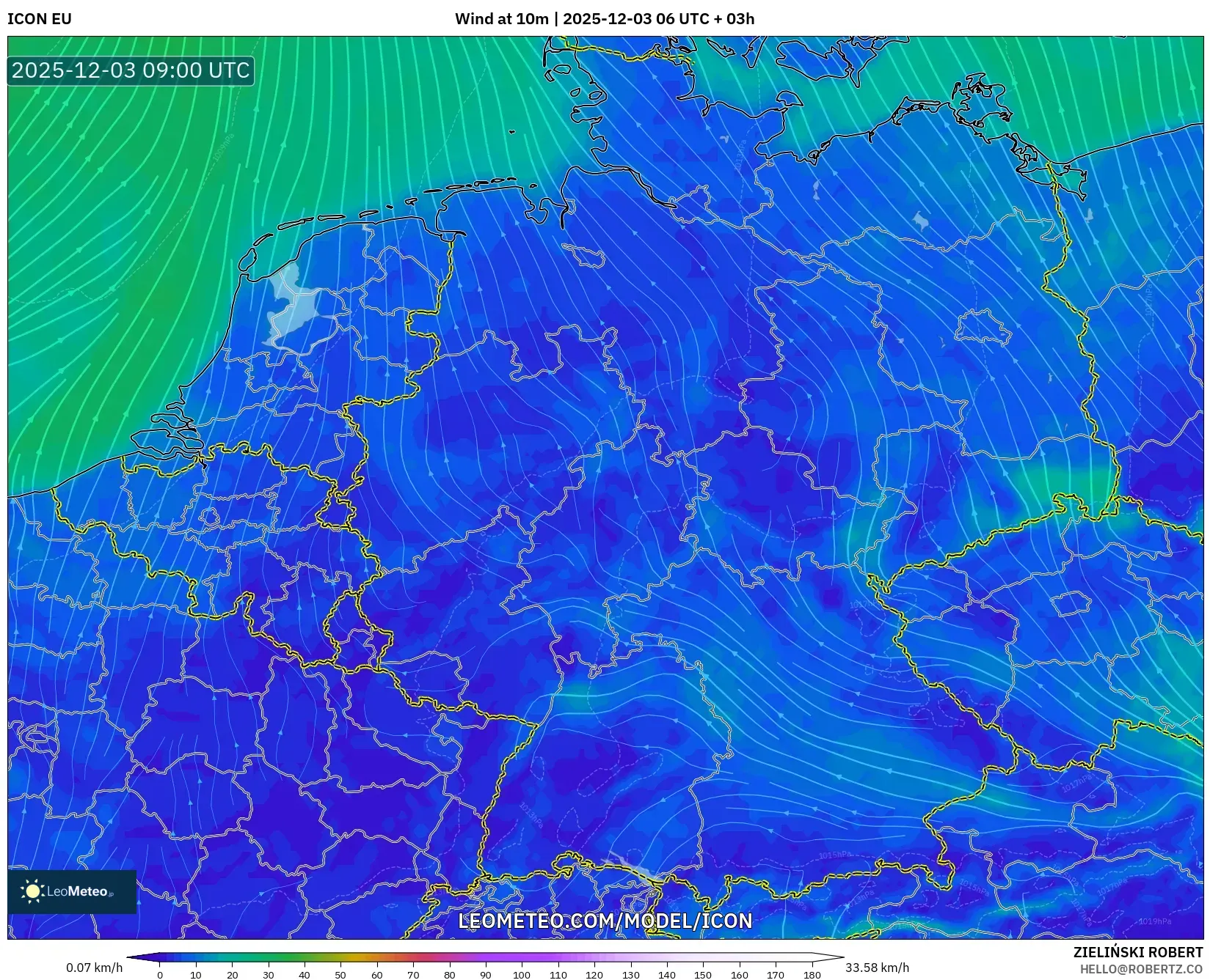 ICON model - Germany, Wind at 10m