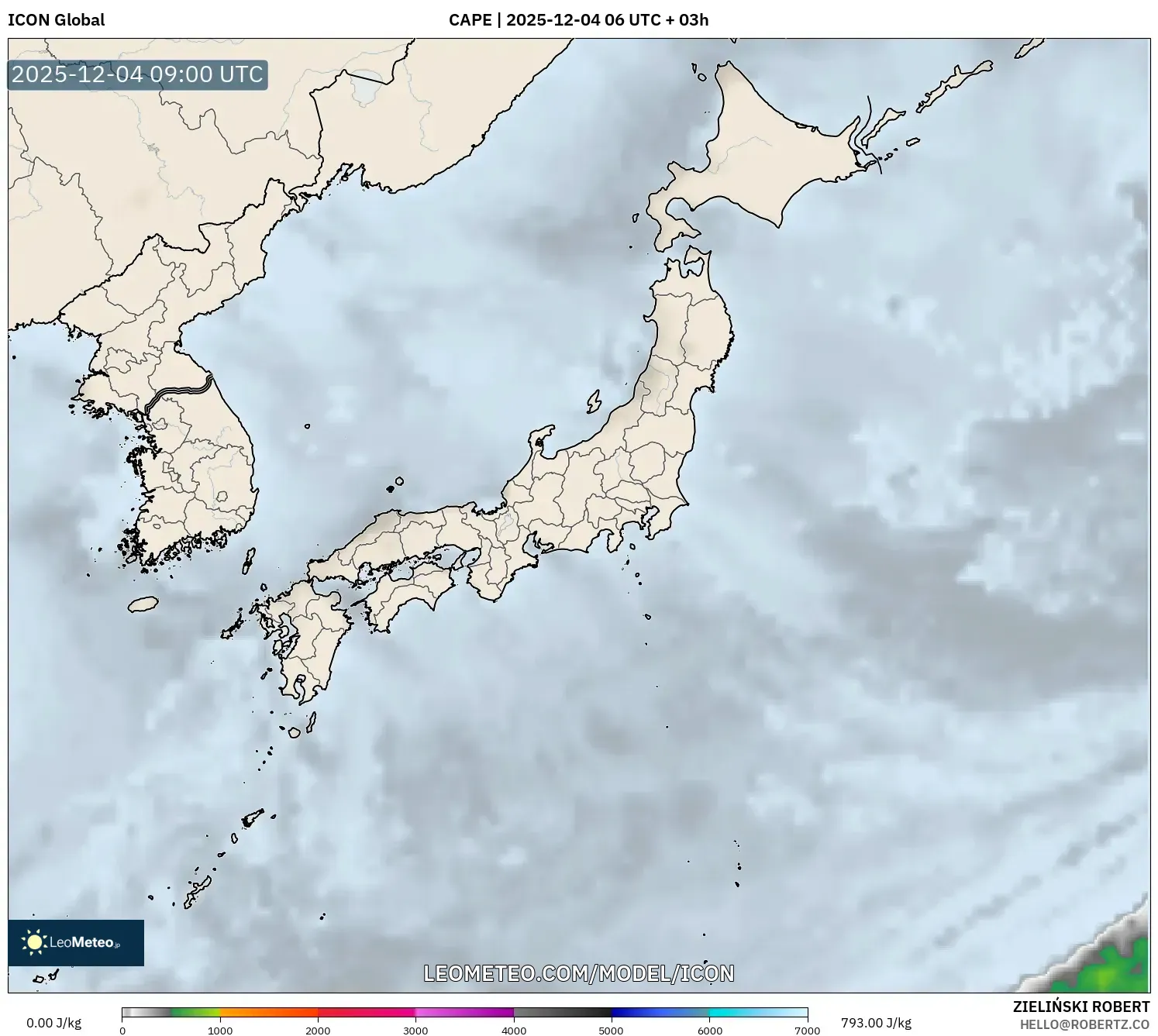 ICON model - Japan, CAPE