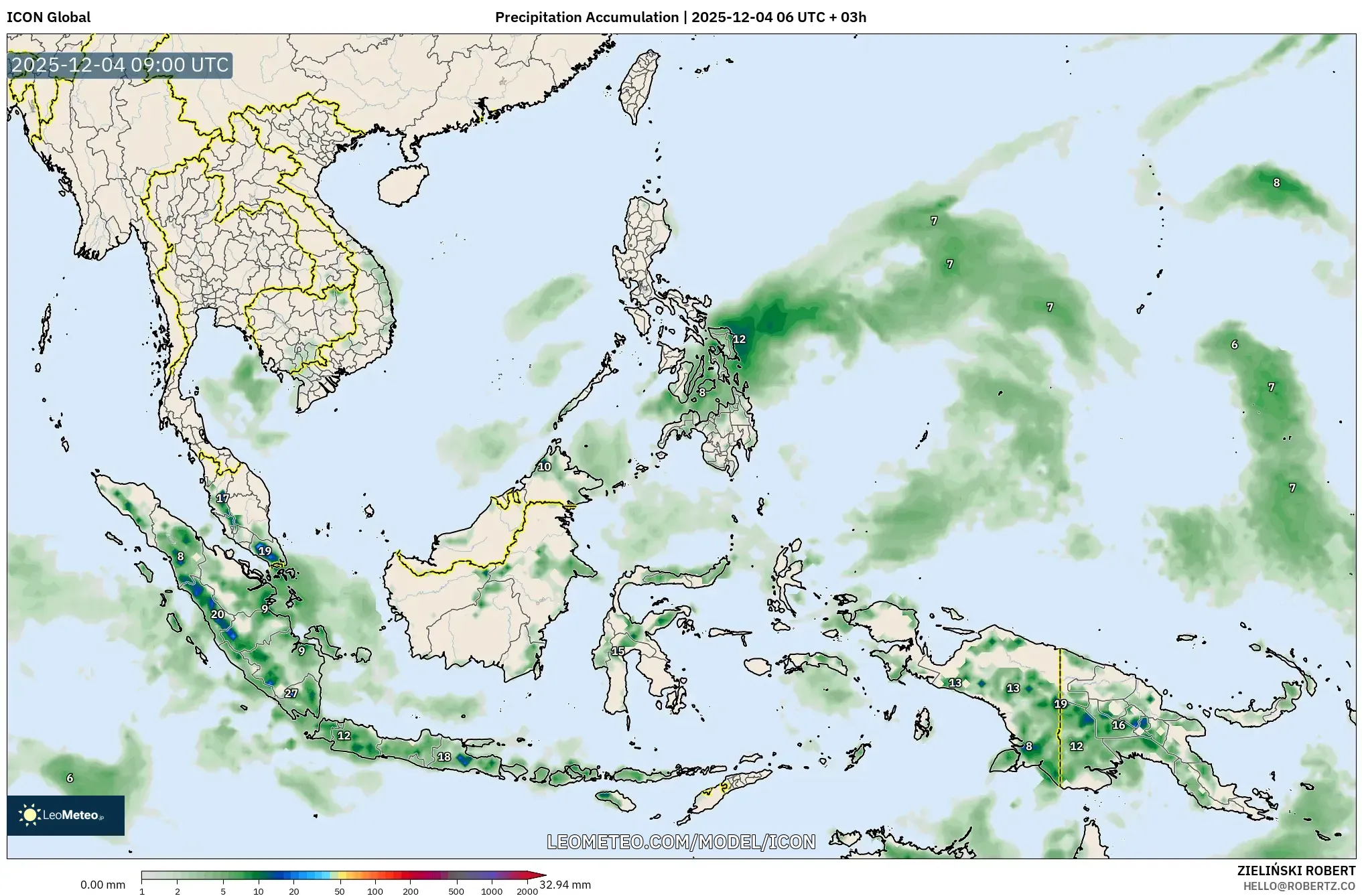 ICON model - South East Asia, Precipitation Accumulation