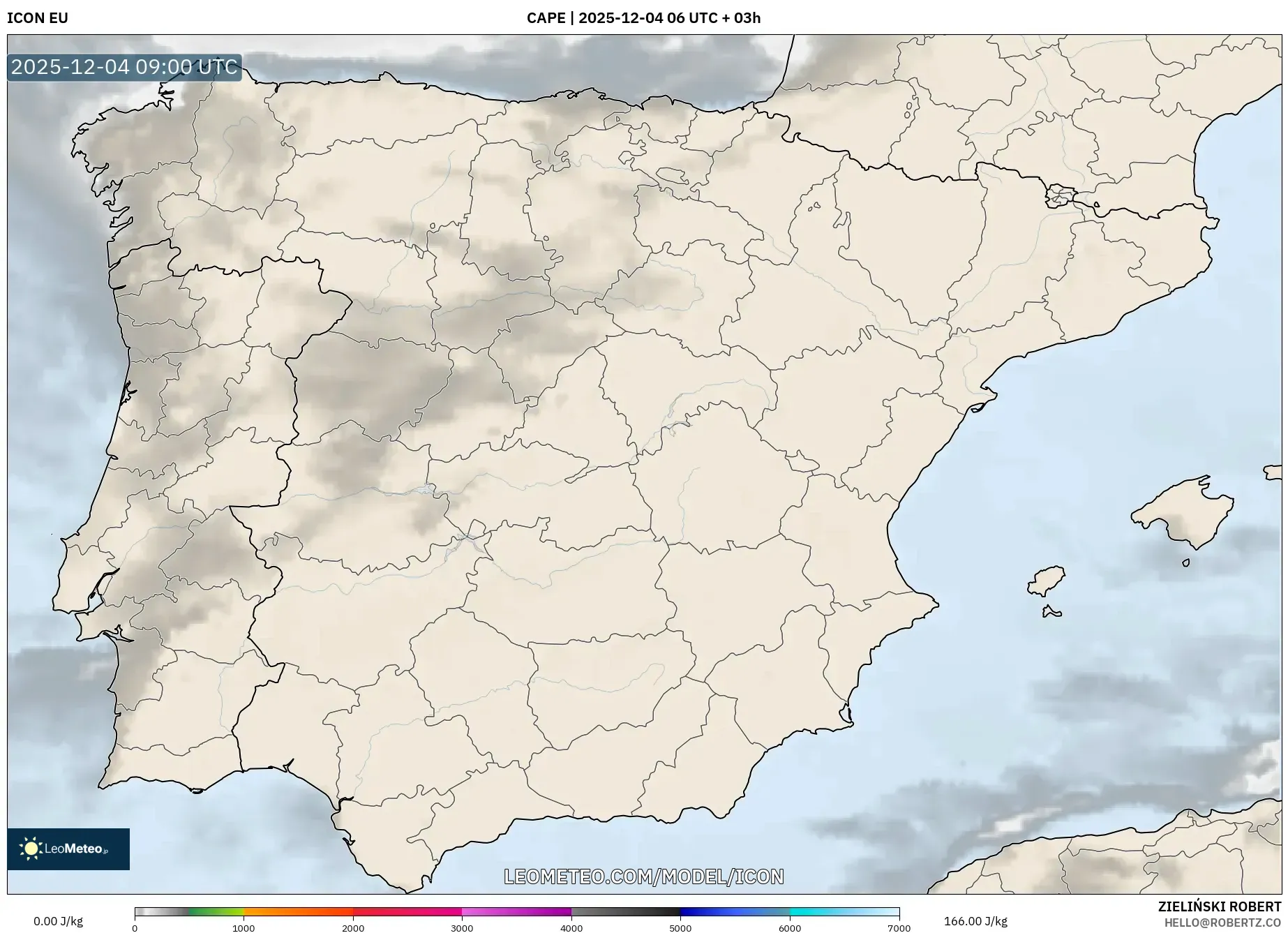 ICON model - Spain, CAPE
