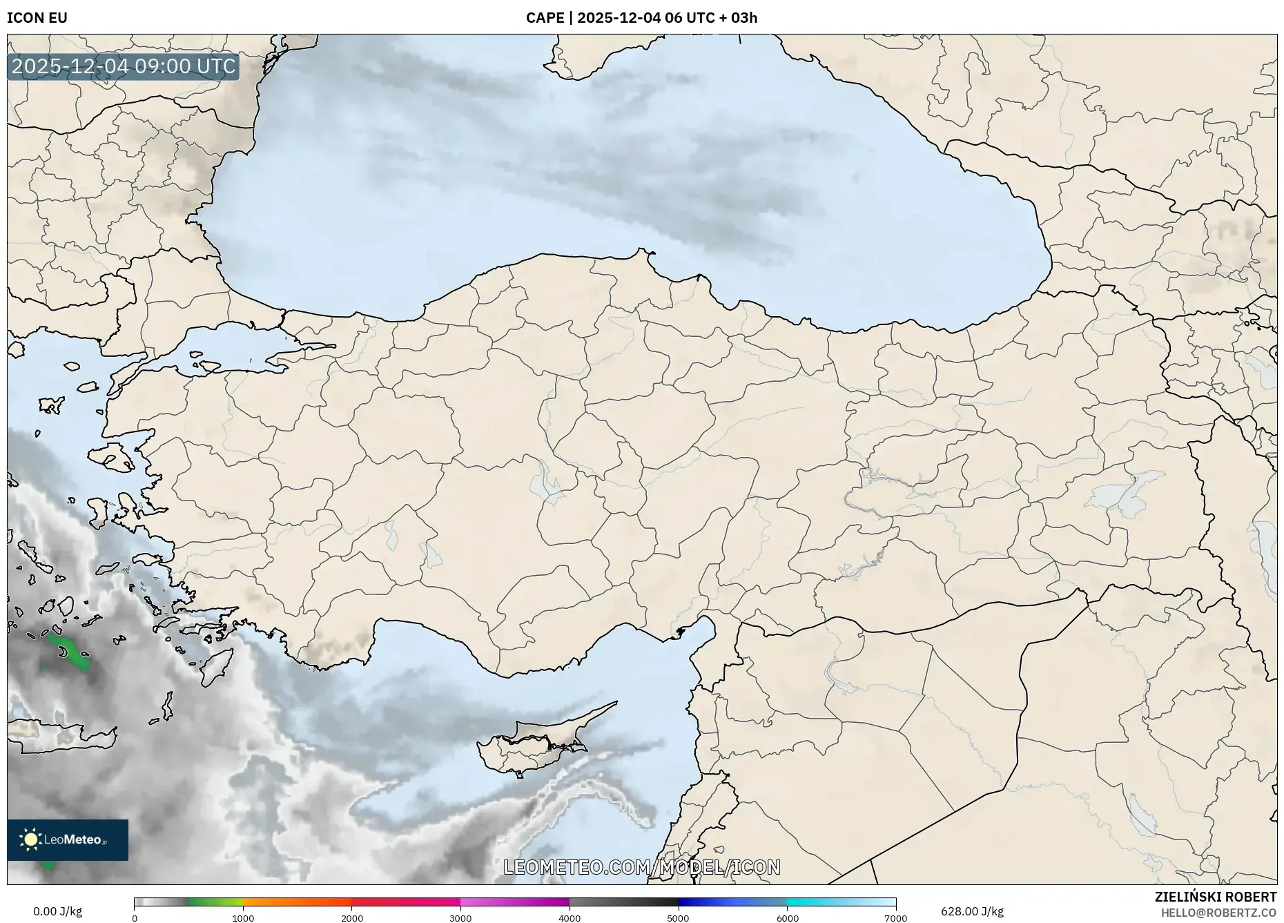 ICON model - Turkey, CAPE