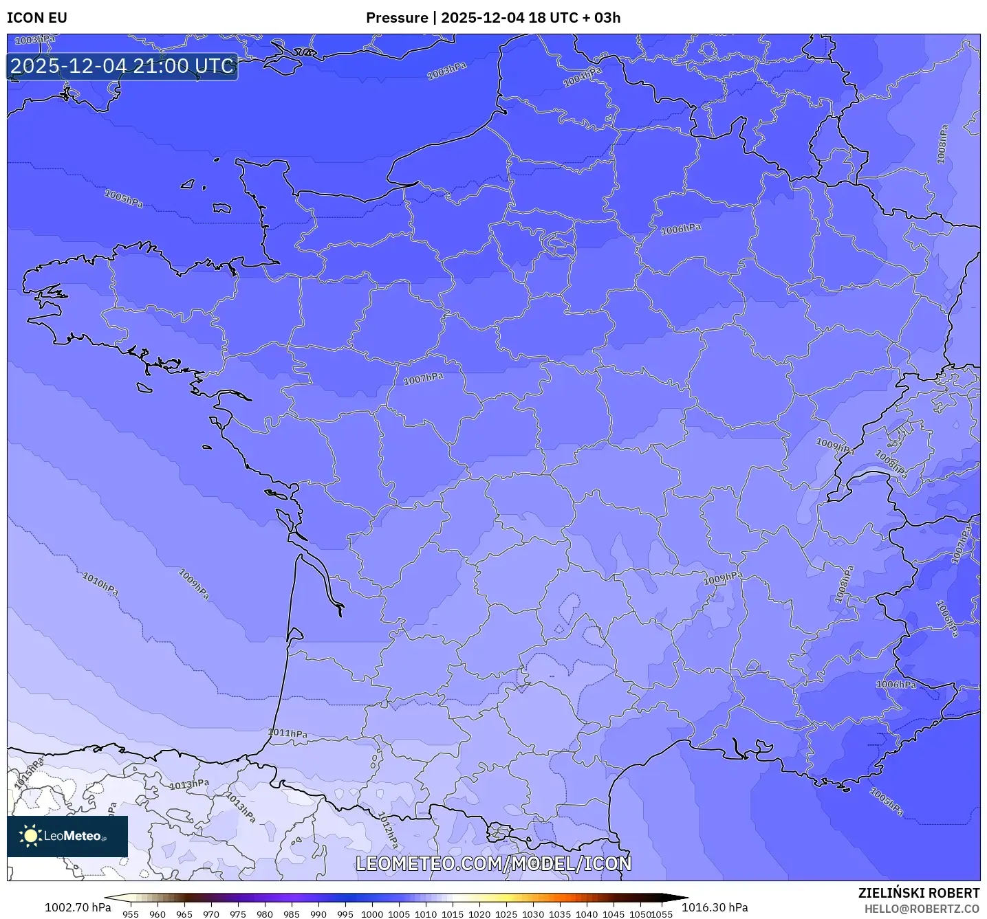 ICON model - France, Pressure