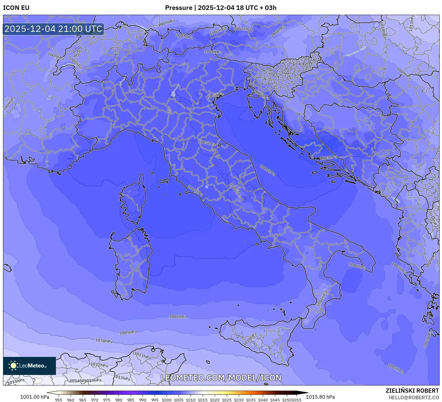 ICON model - Italy, Pressure