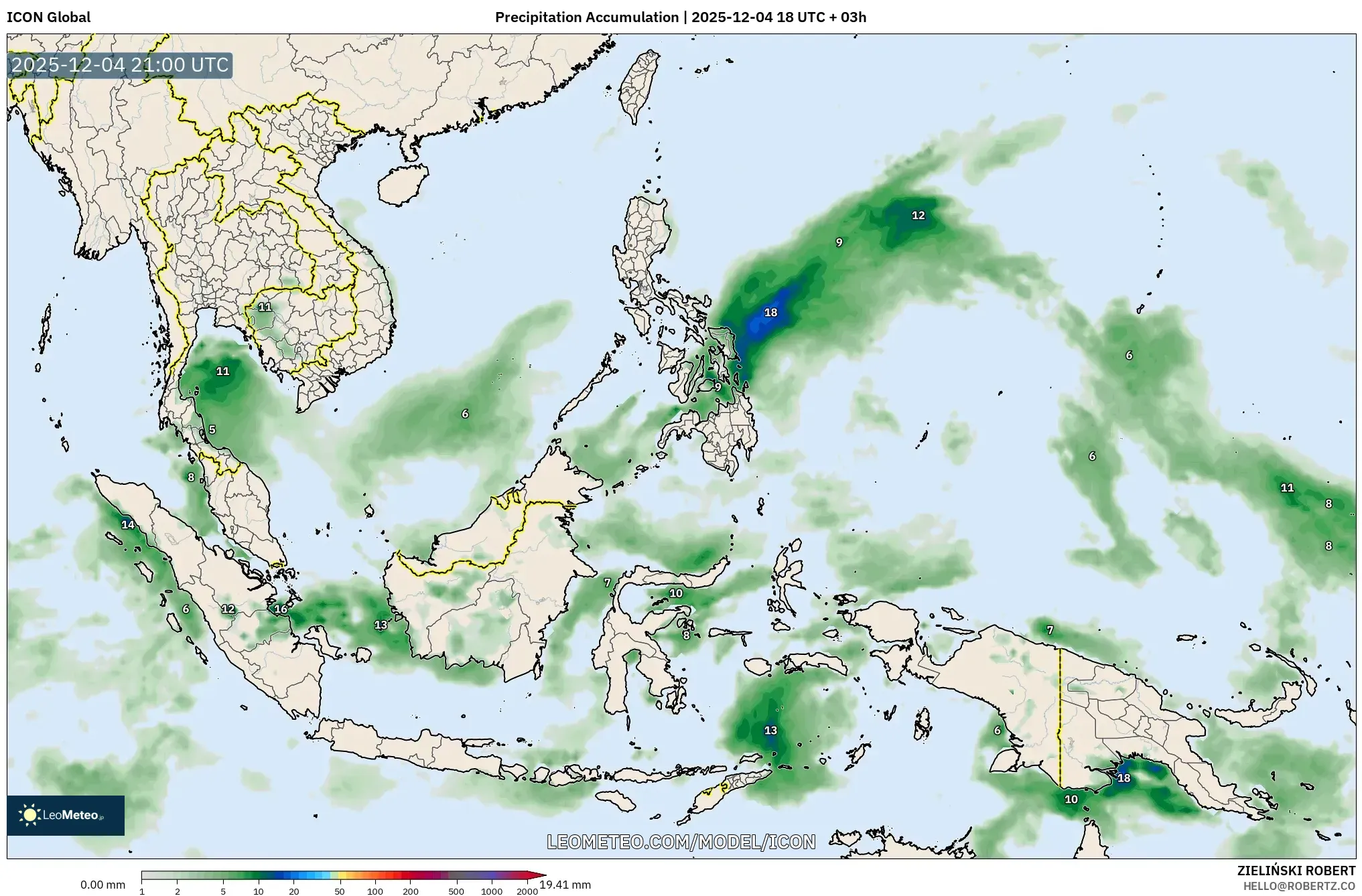 ICON model - South East Asia, Precipitation Accumulation