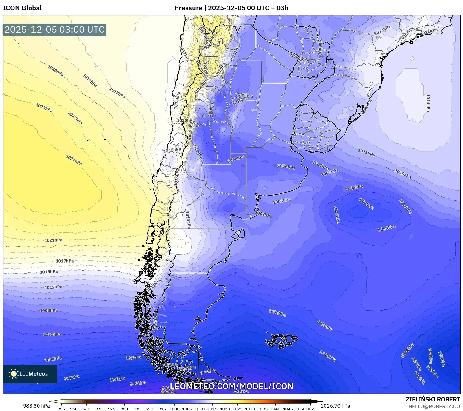 ICON model - Argentina, Pressure