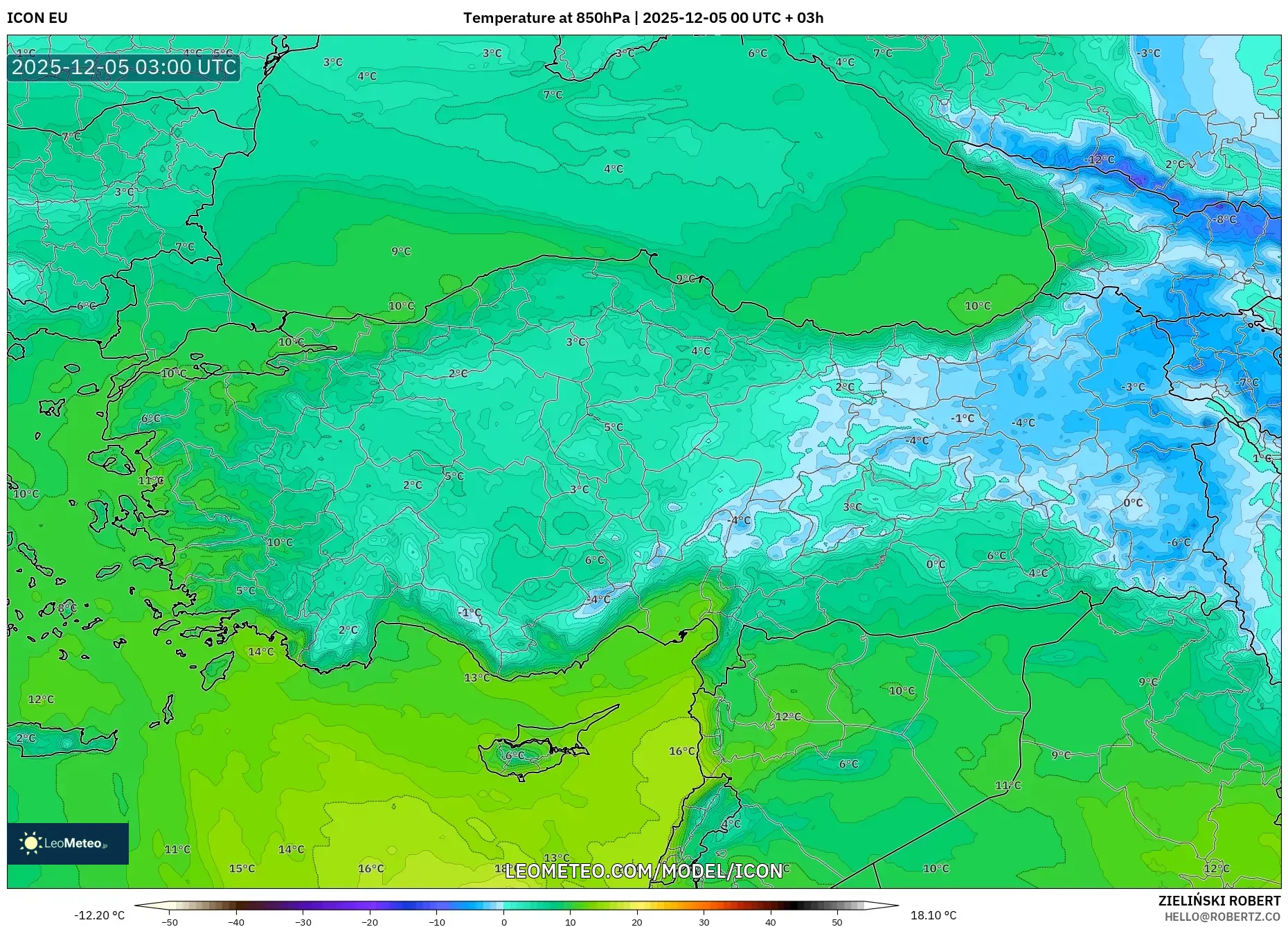 ICON model - Turkey, Temperature at 850hPa