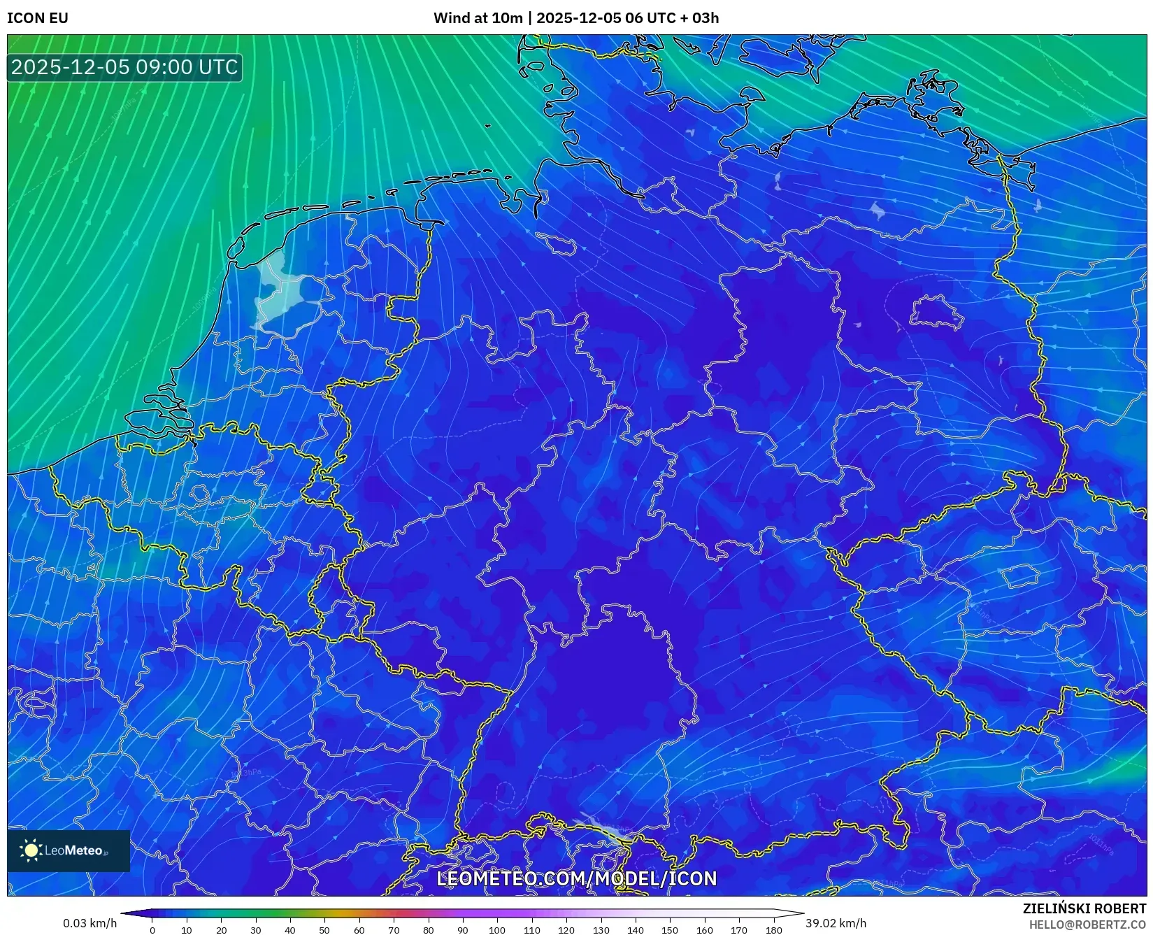 ICON model - Germany, Wind at 10m