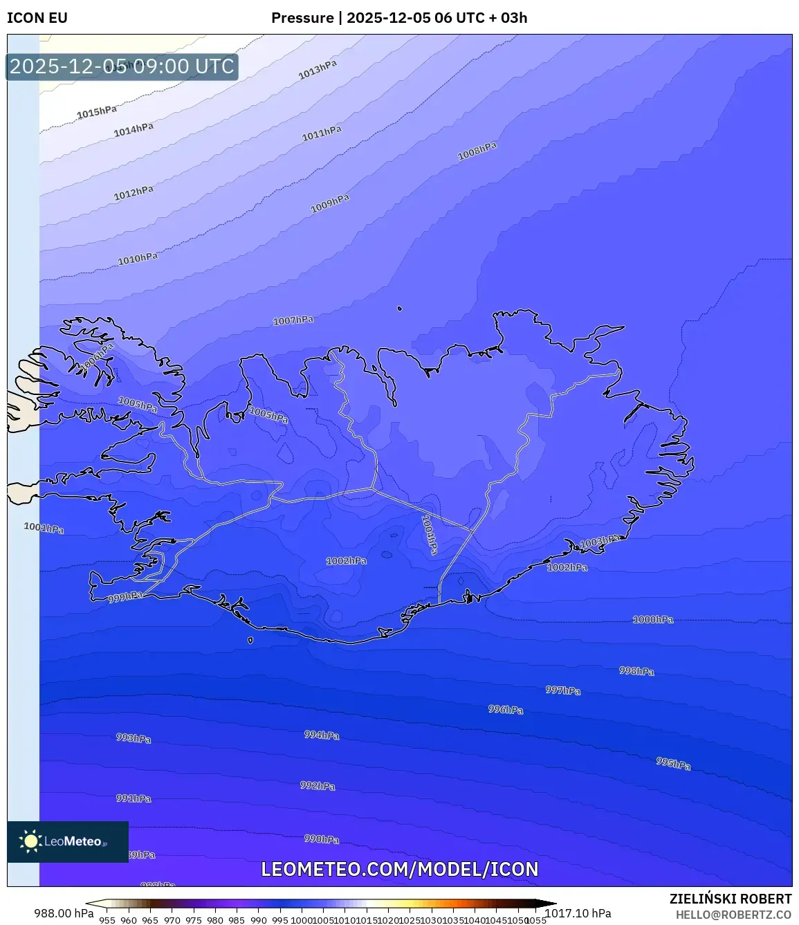 ICON model - Iceland, Pressure
