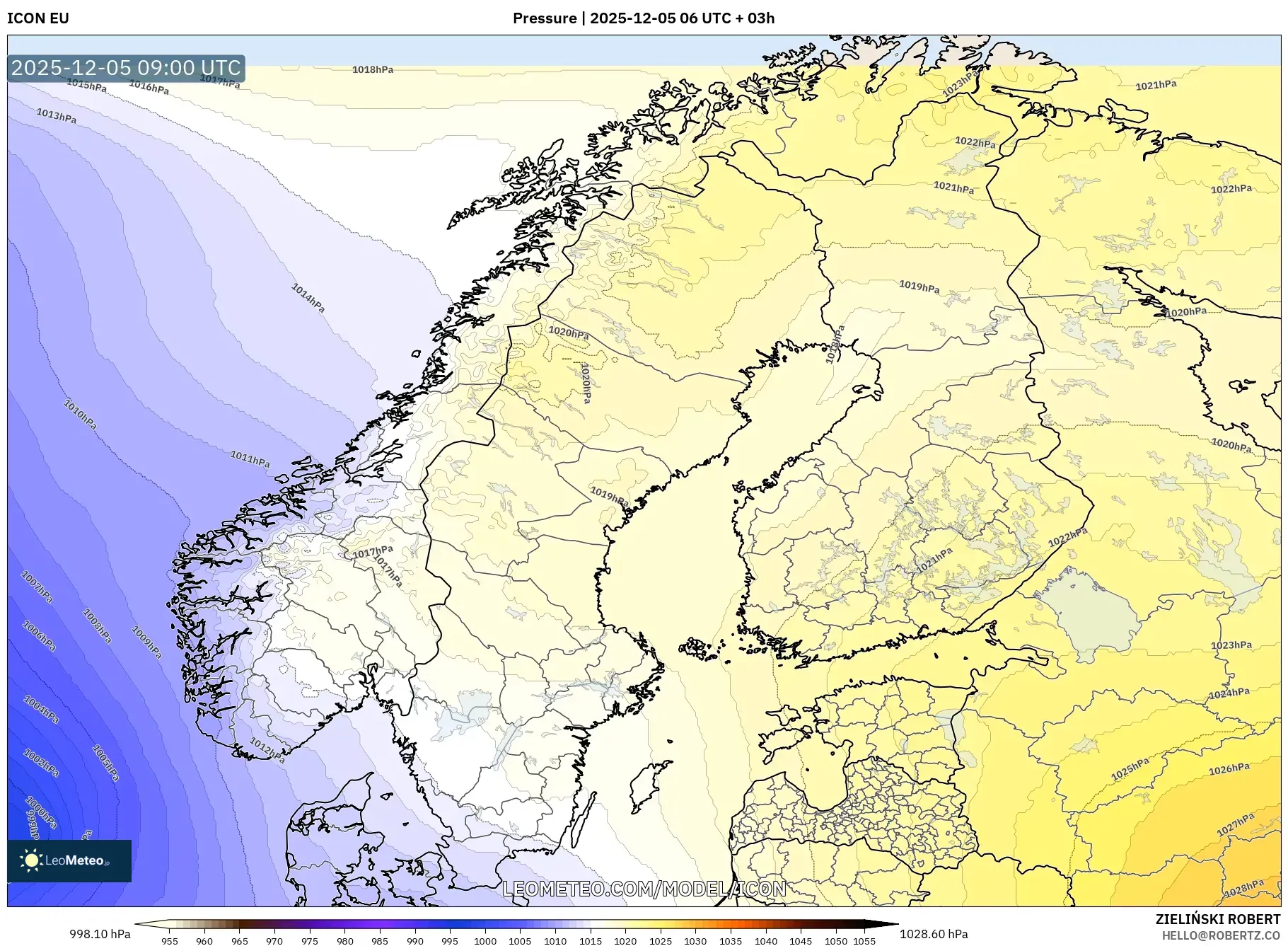 ICON model - Scandinavia, Pressure