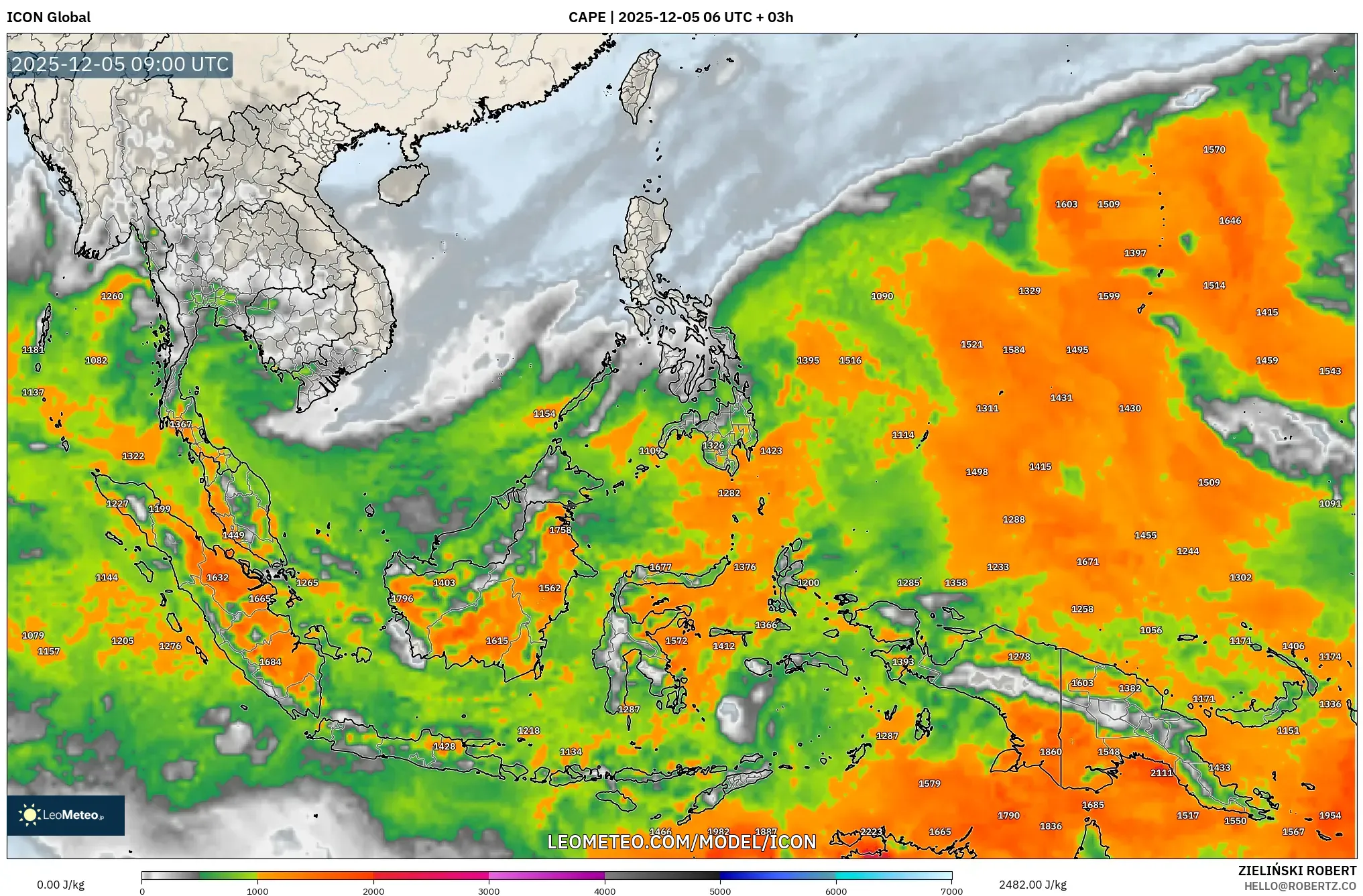 ICON model - South East Asia, CAPE
