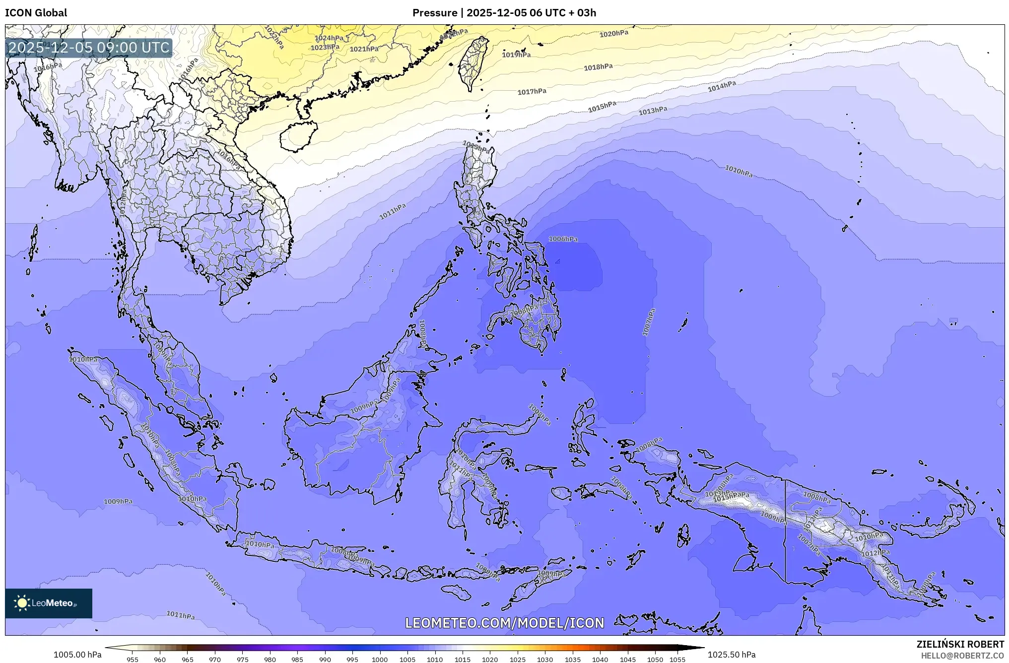 ICON model - South East Asia, Pressure