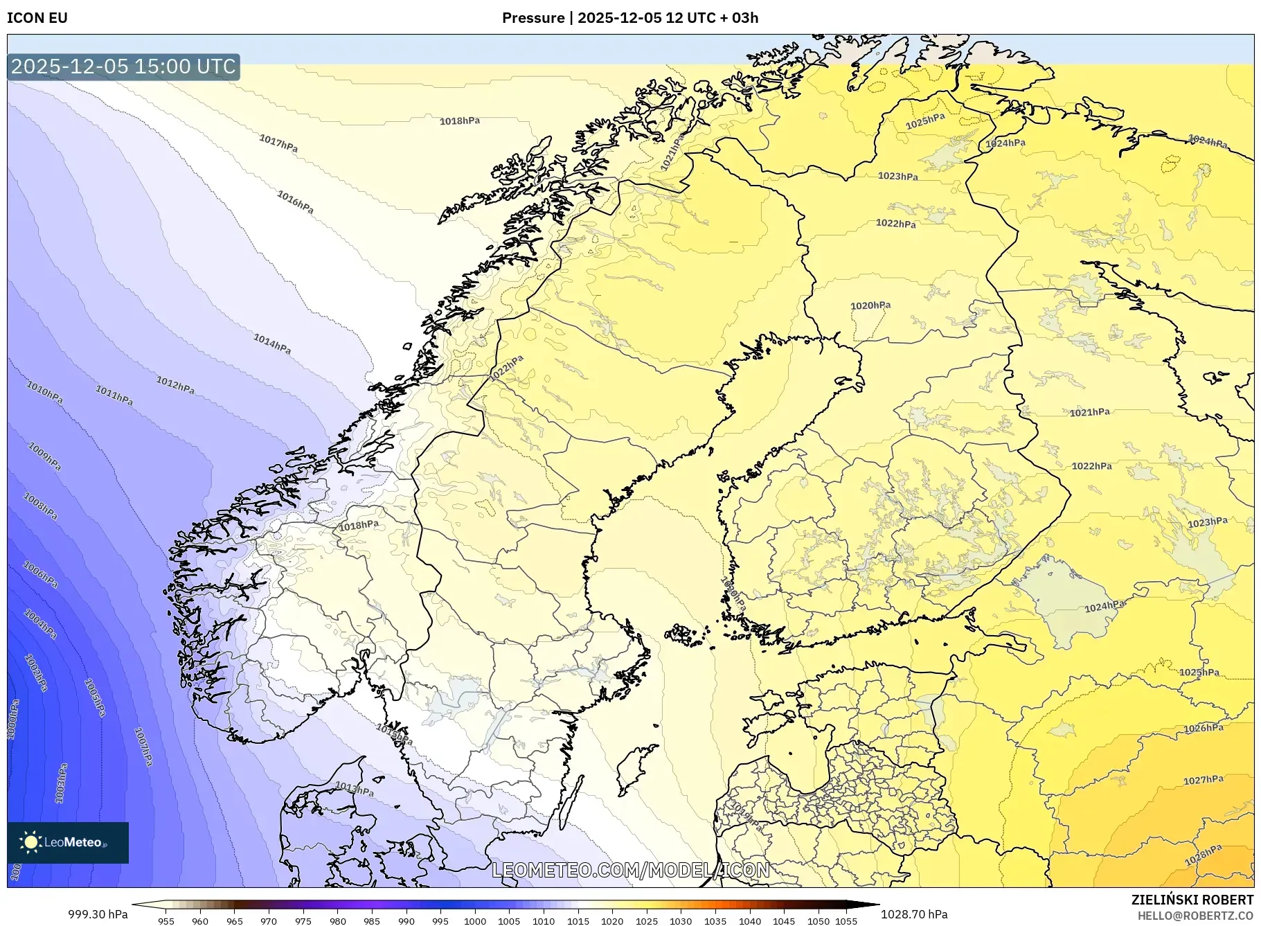 ICON model - Scandinavia, Pressure