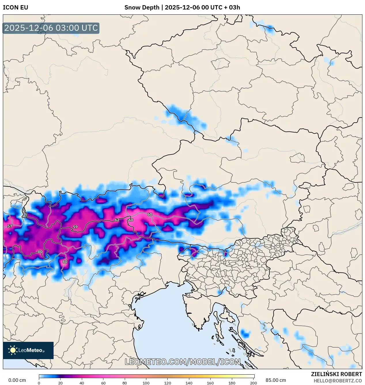 ICON model - Austria, Snow Depth