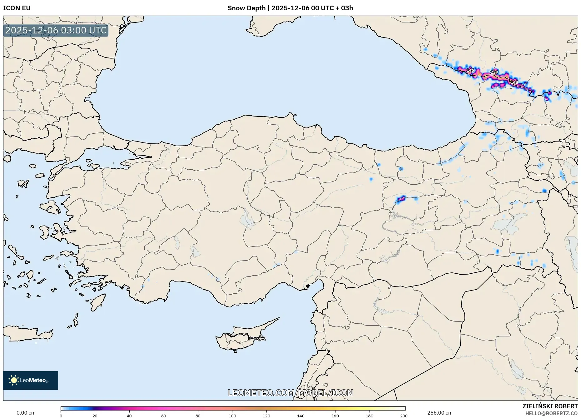 ICON model - Turkey, Snow Depth