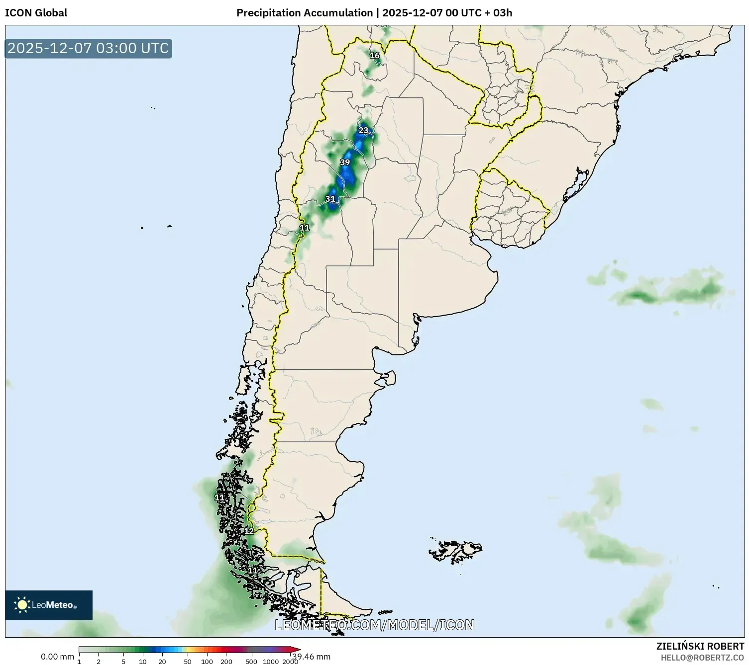 ICON model - Argentina, Precipitation Accumulation