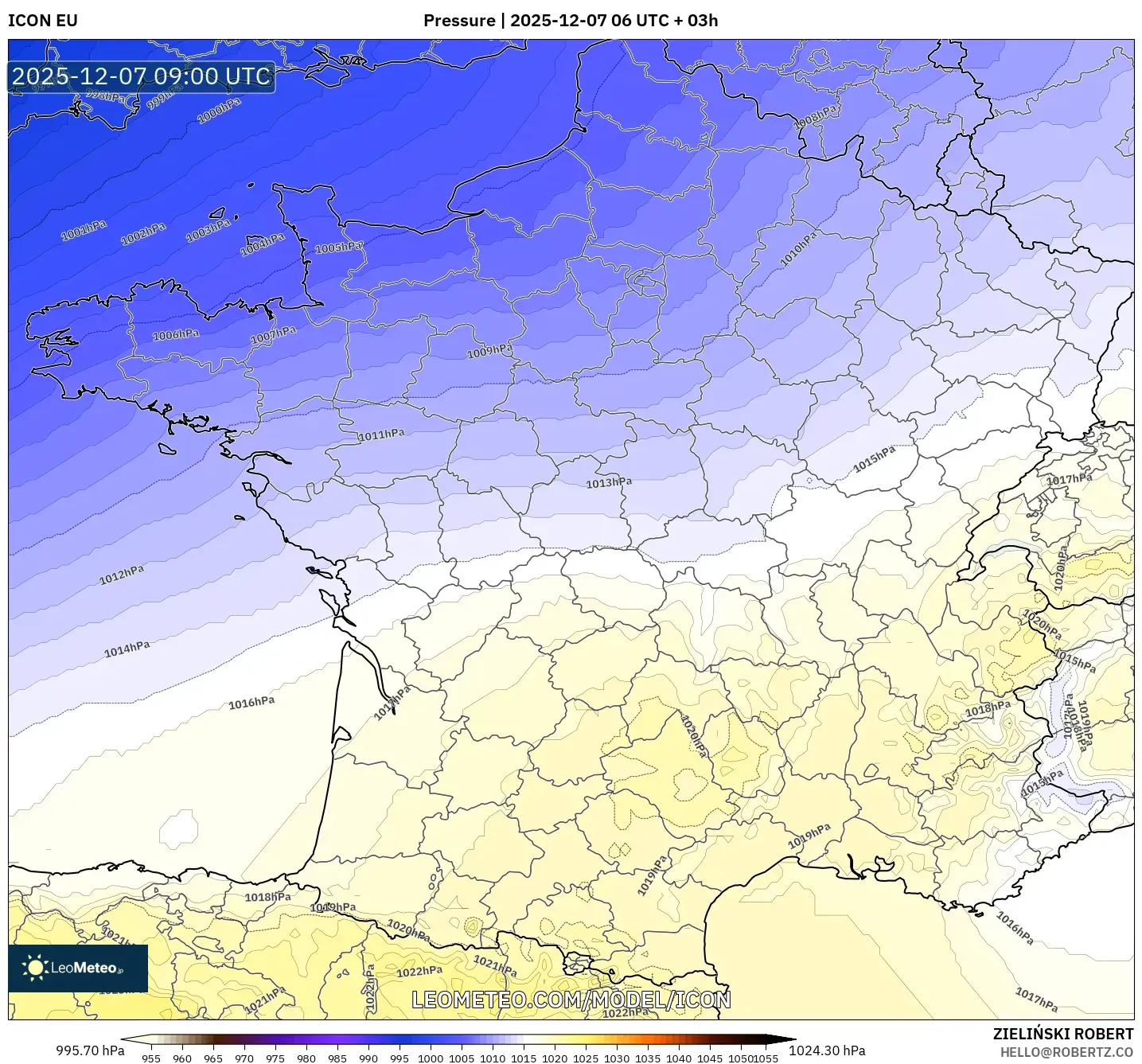 ICON model - France, Pressure