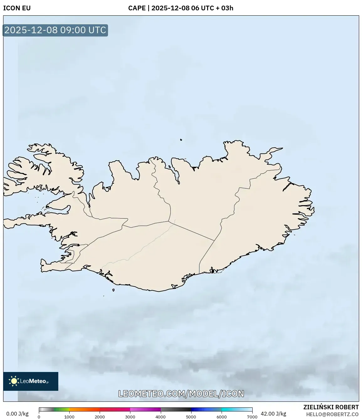 ICON model - Iceland, CAPE