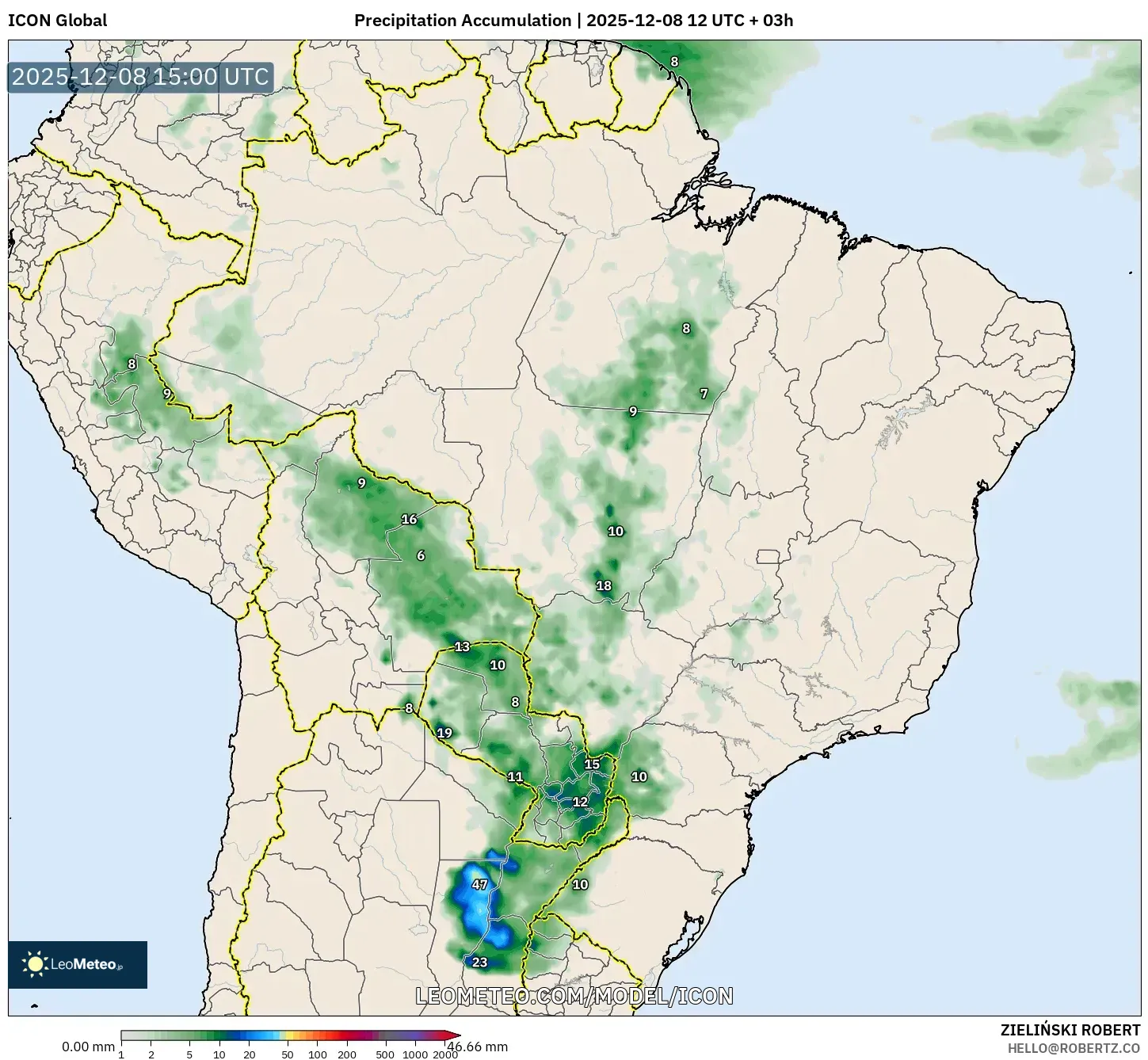 ICON model - Brazil, Precipitation Accumulation