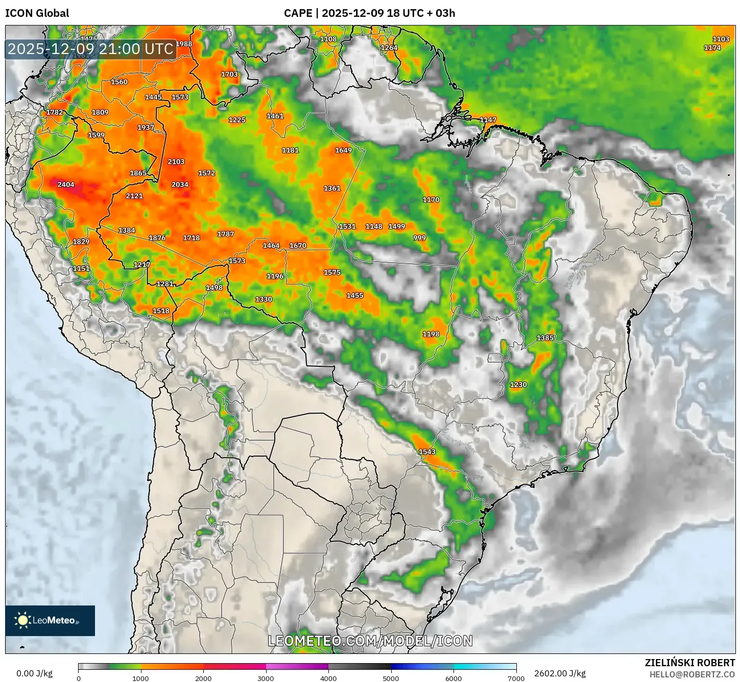 ICON model - Brazil, CAPE