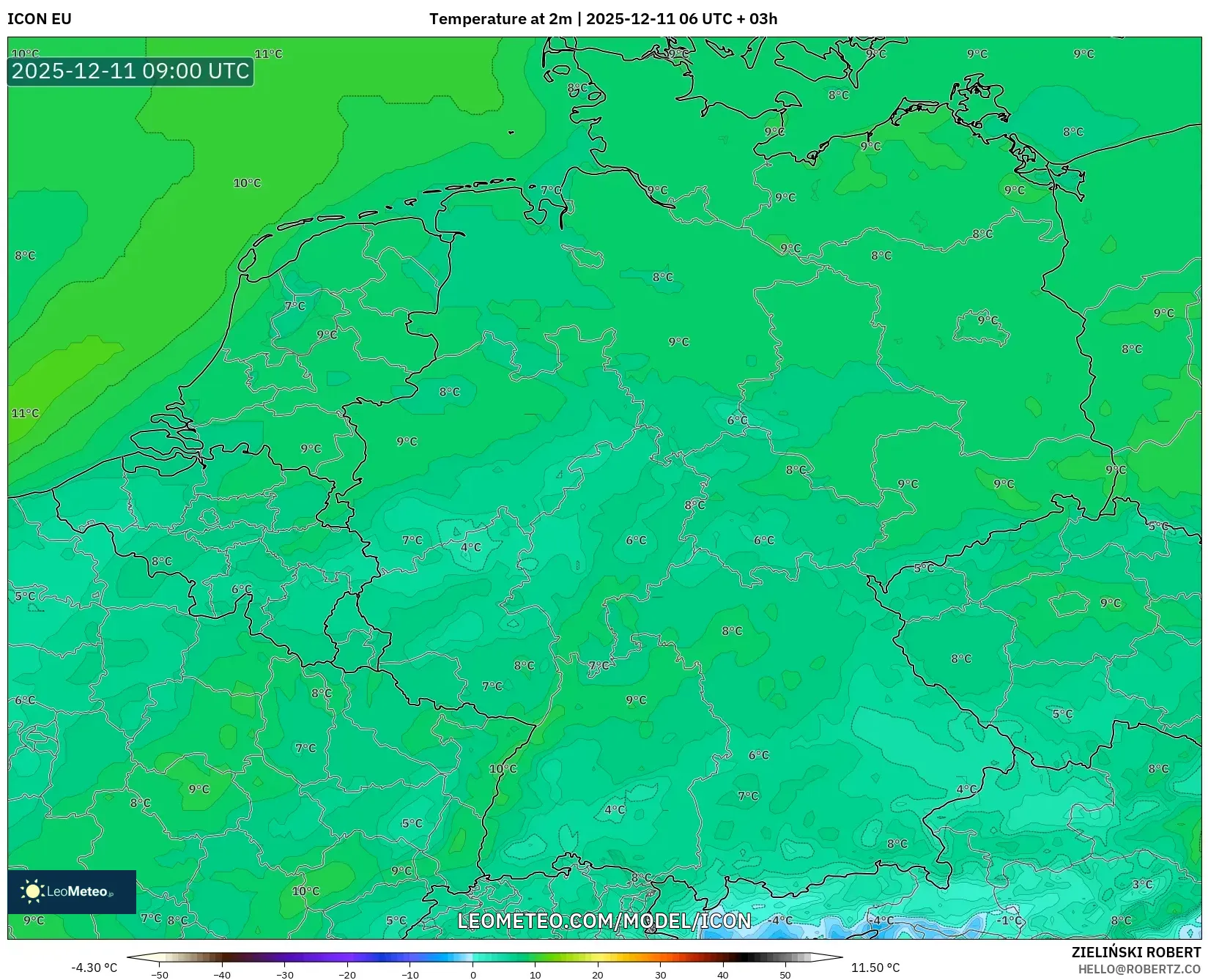 ICON model - Germany, Temperature at 2m