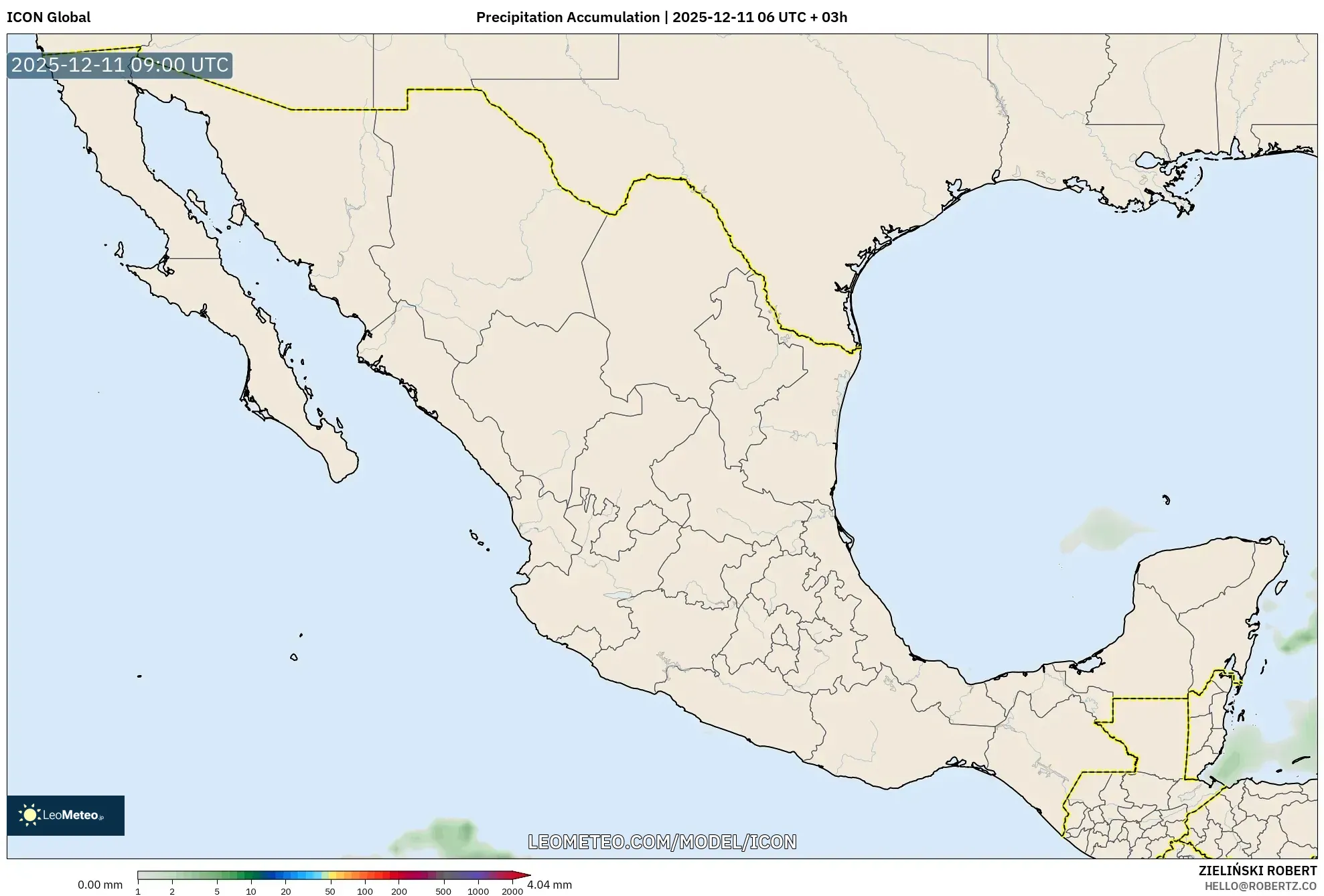 ICON model - Mexico, Precipitation Accumulation