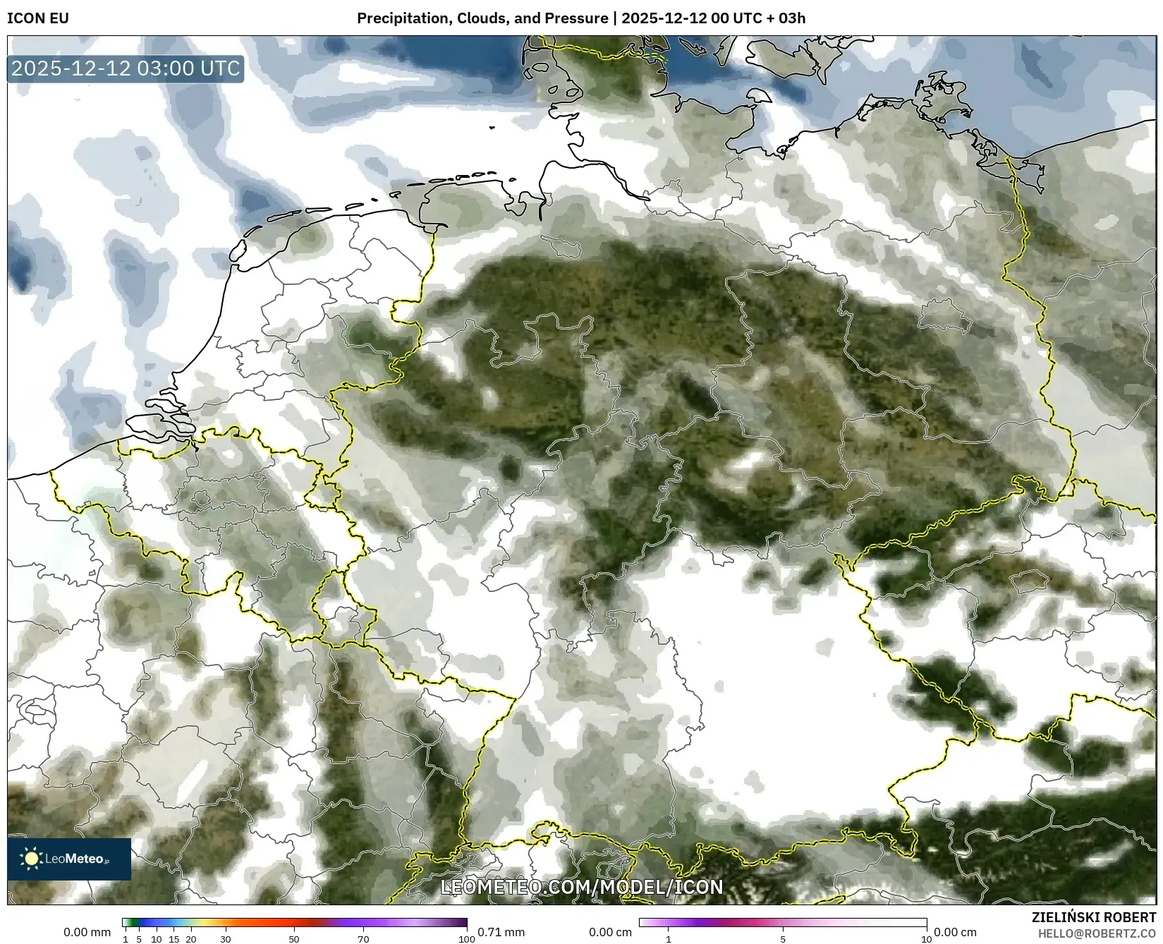 ICON model - Jerman, Hujan, Awan dan Tekanan
