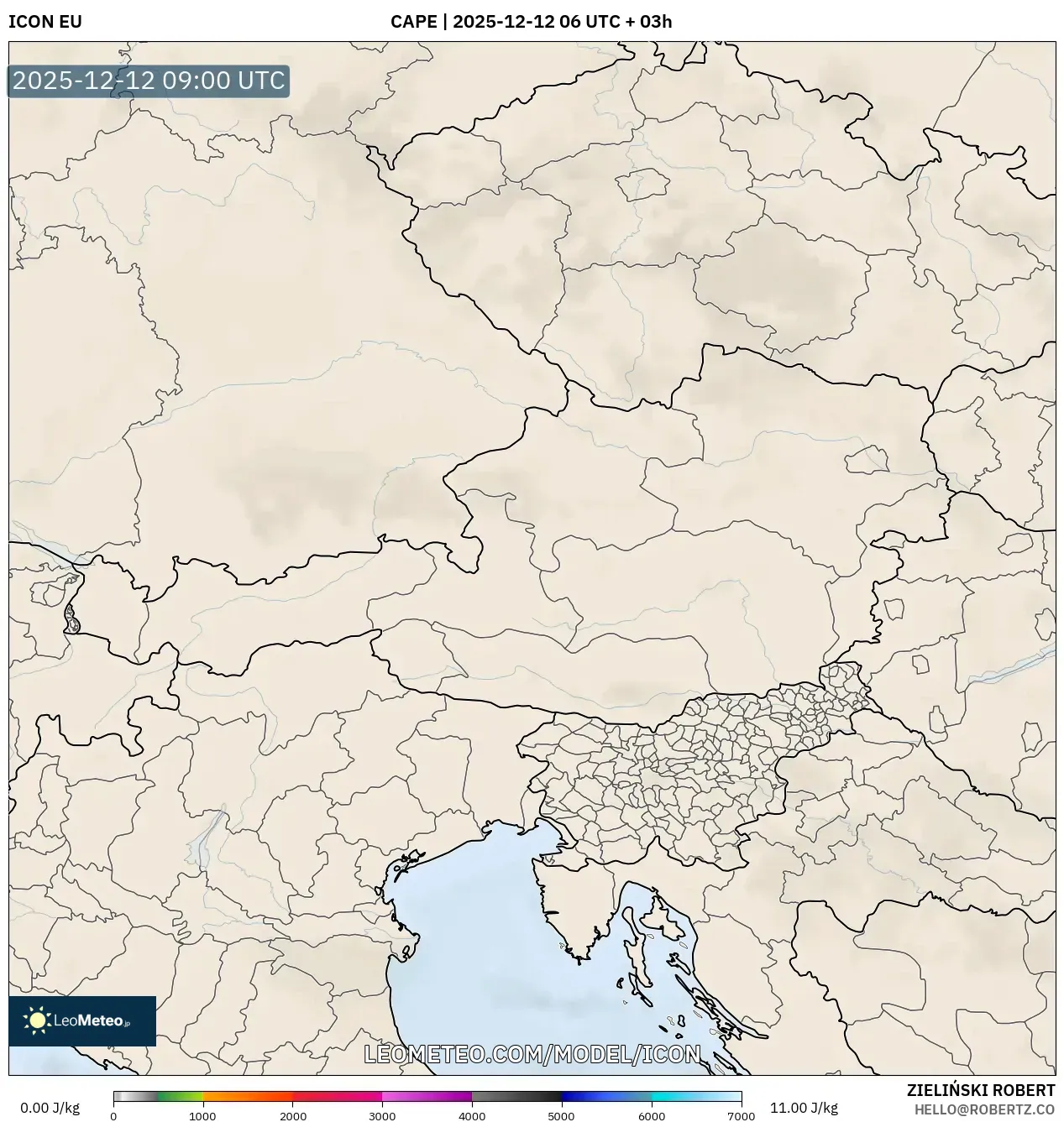 ICON model - Austria, CAPE
