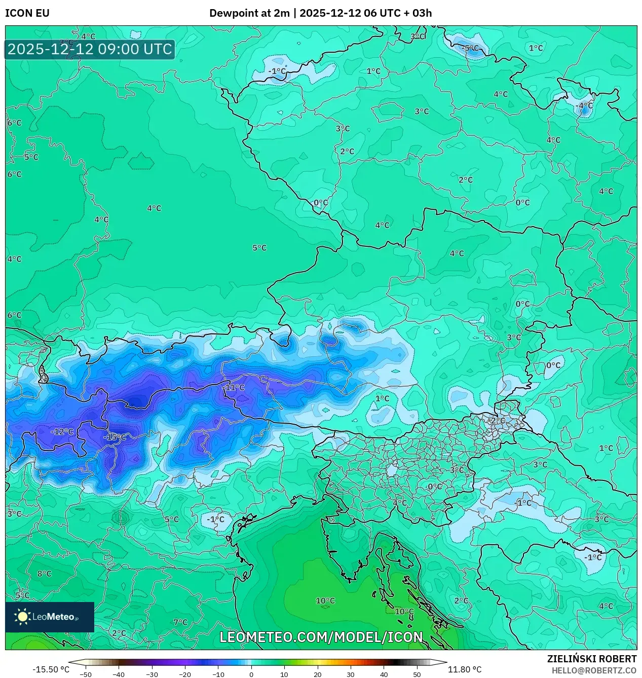 ICON model - Austria, Takat Embun 2 m