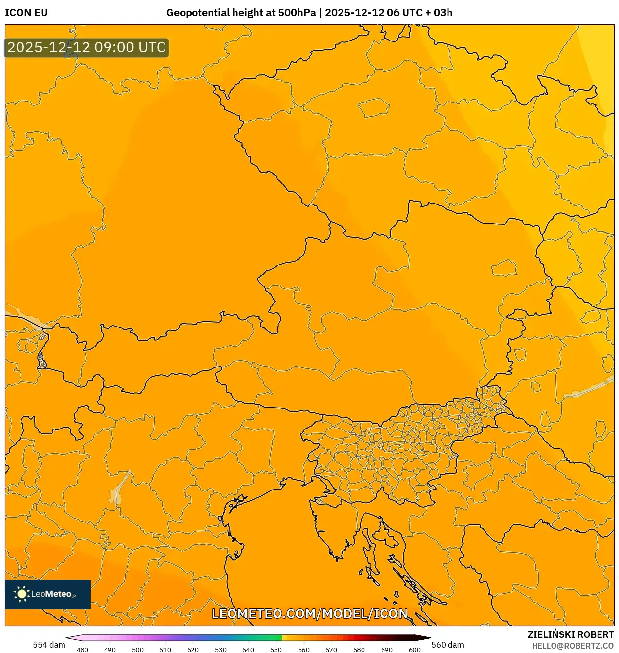 ICON model - Austria, Ketinggian geopotensial pada 500 hPa