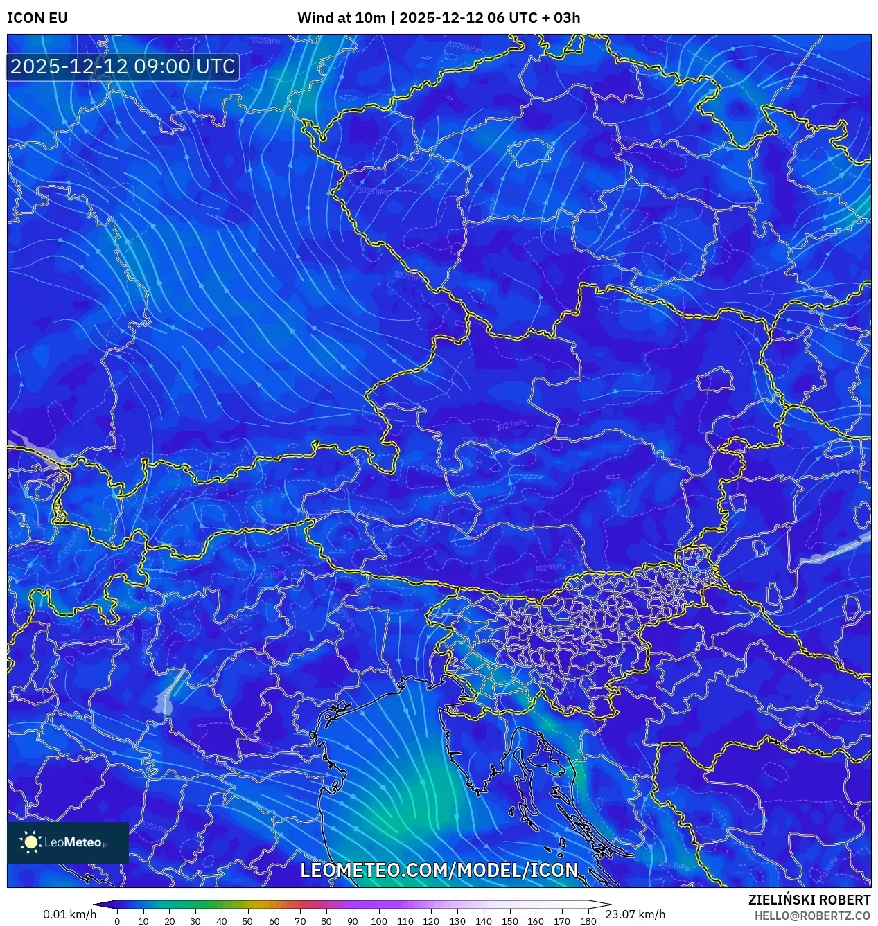 ICON model - Austria, Angin 10 m