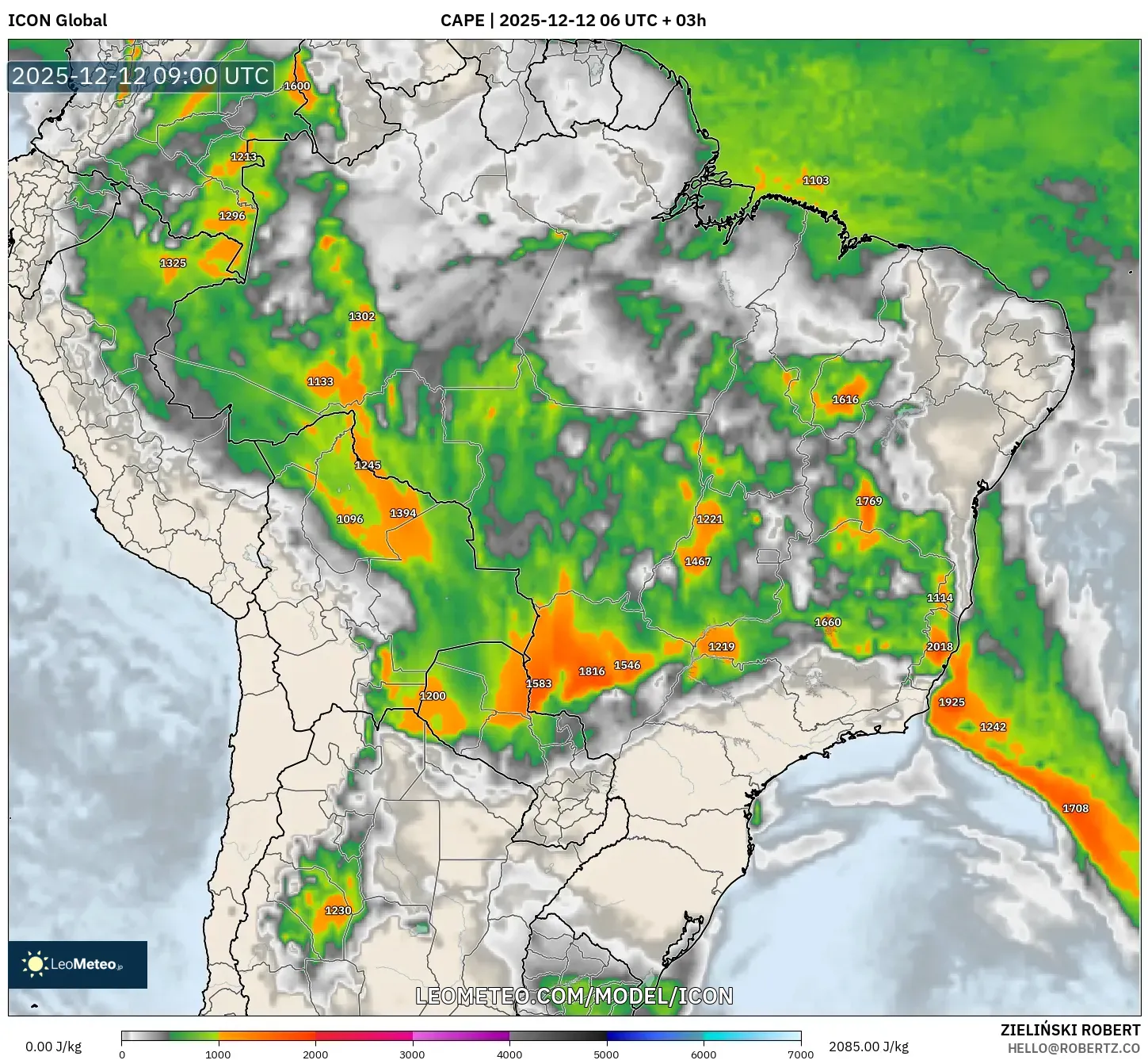 ICON model - Brazil, CAPE