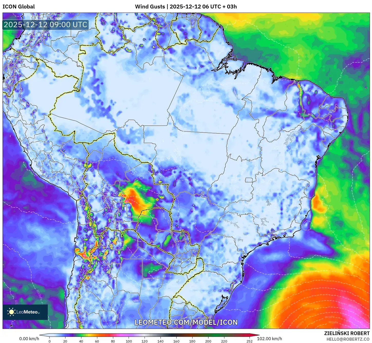ICON model - Brazil, Hembusan Angin