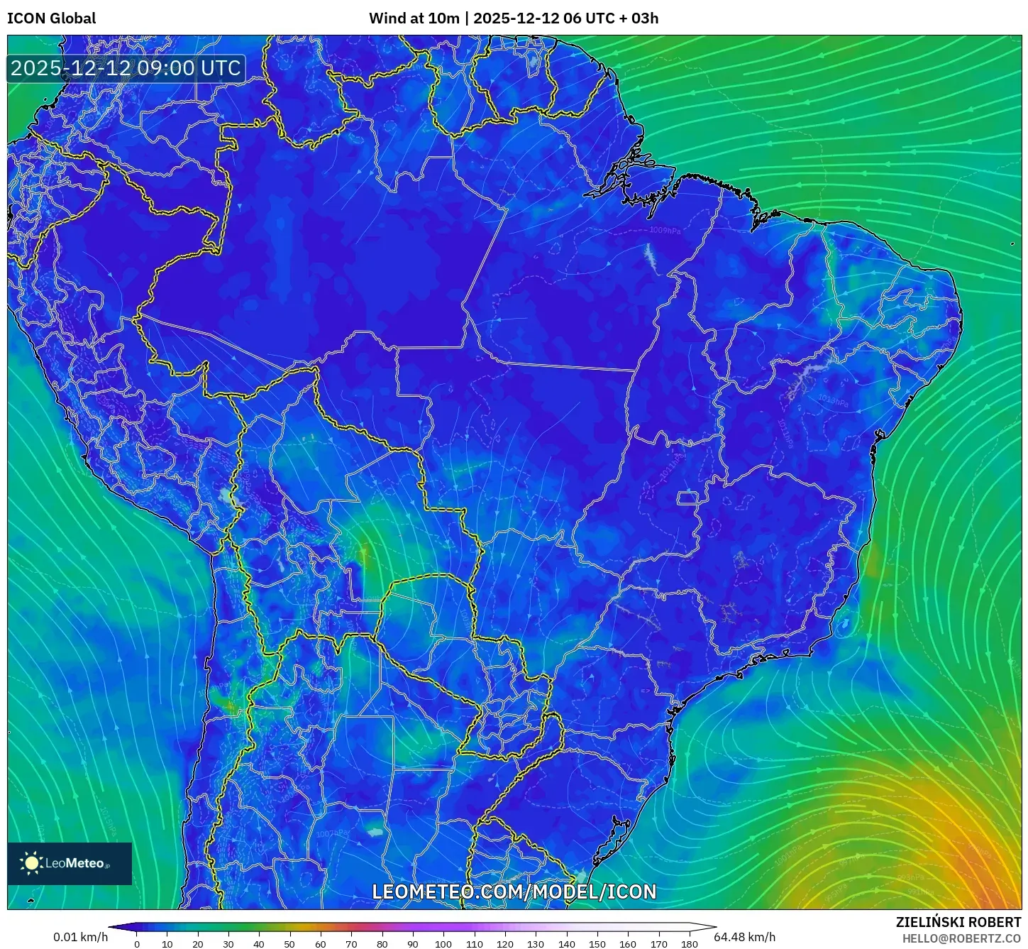 ICON model - Brazil, Angin 10 m