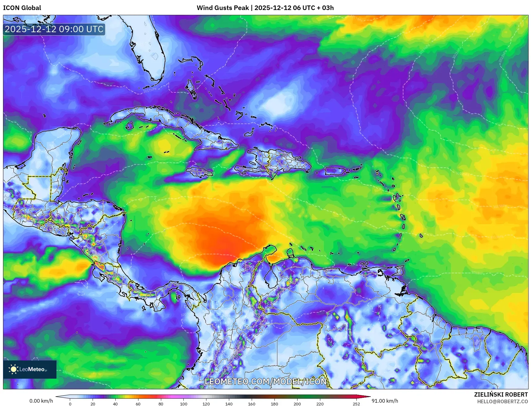 ICON model - Karibia, Hembusan Tertinggi